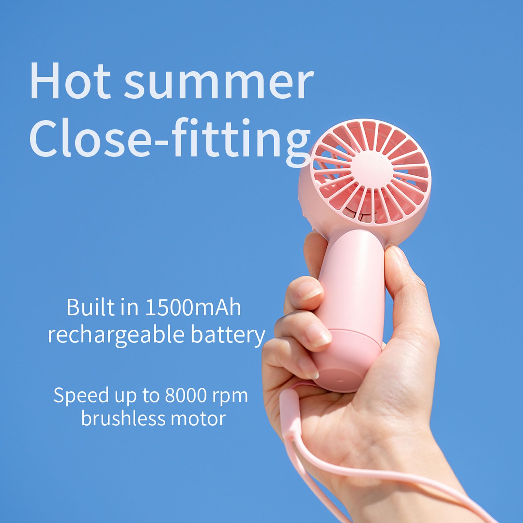 Mini Handheld Fan Long Life Rechargeable Small Personal Portable Fan Speed Adjustable Dormitory