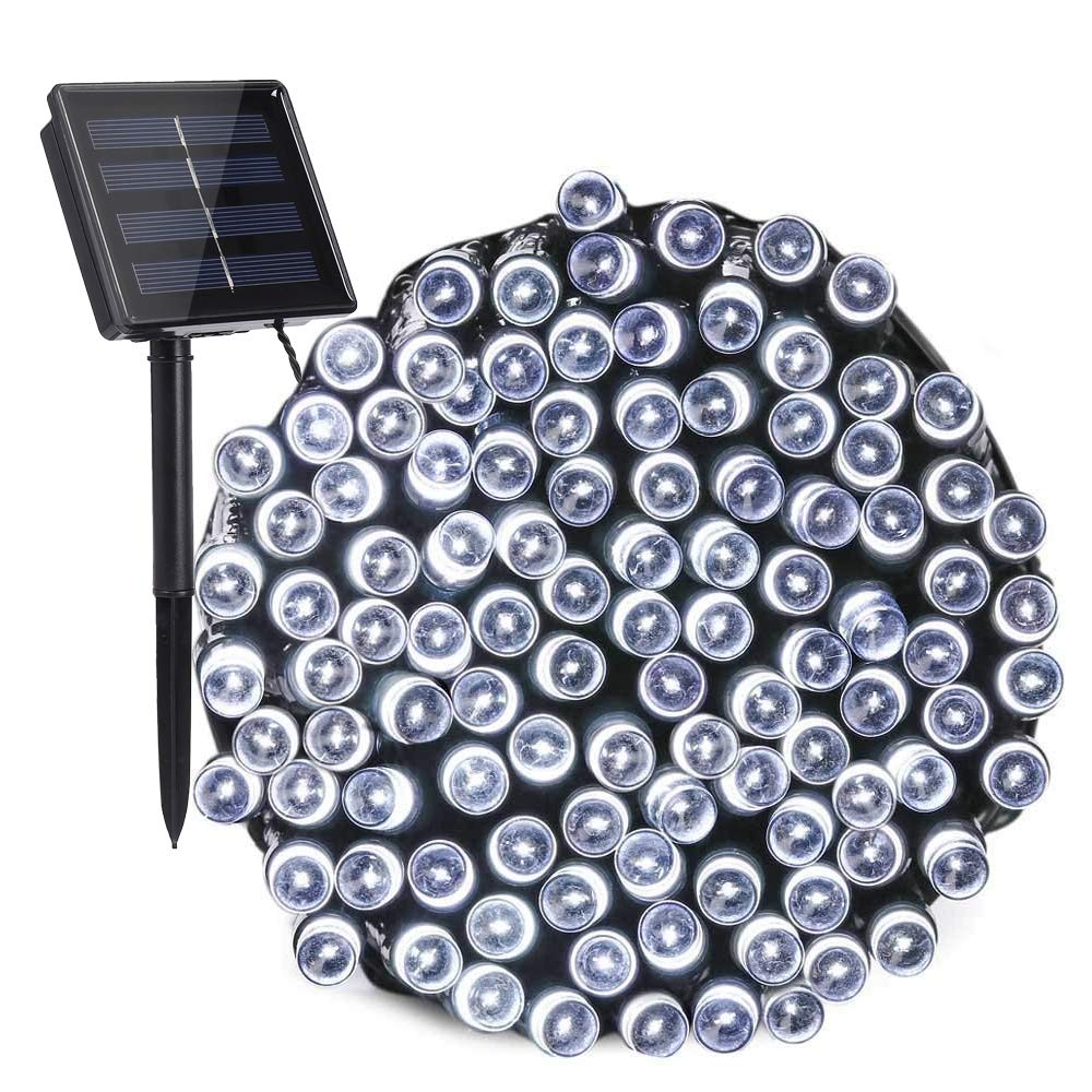 Toodour Solar Christmas Lights, 72Ft 200 Led 8 Modes Outdoor Christmas String Lights, Waterproof Solar Fairy Lights For Christmas Tree, Fence, Holiday, Party, Balcony, Christmas Decor - White
