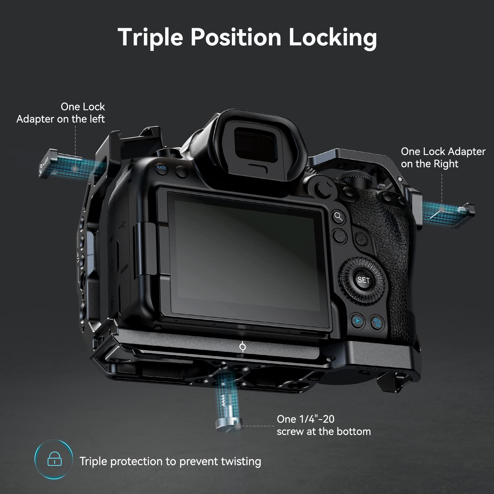 Smallrig R6 Mark Ii Camera Cage For Canon+Stepless Rotating Side Handle With Trigger Rec & 2 Control Cables