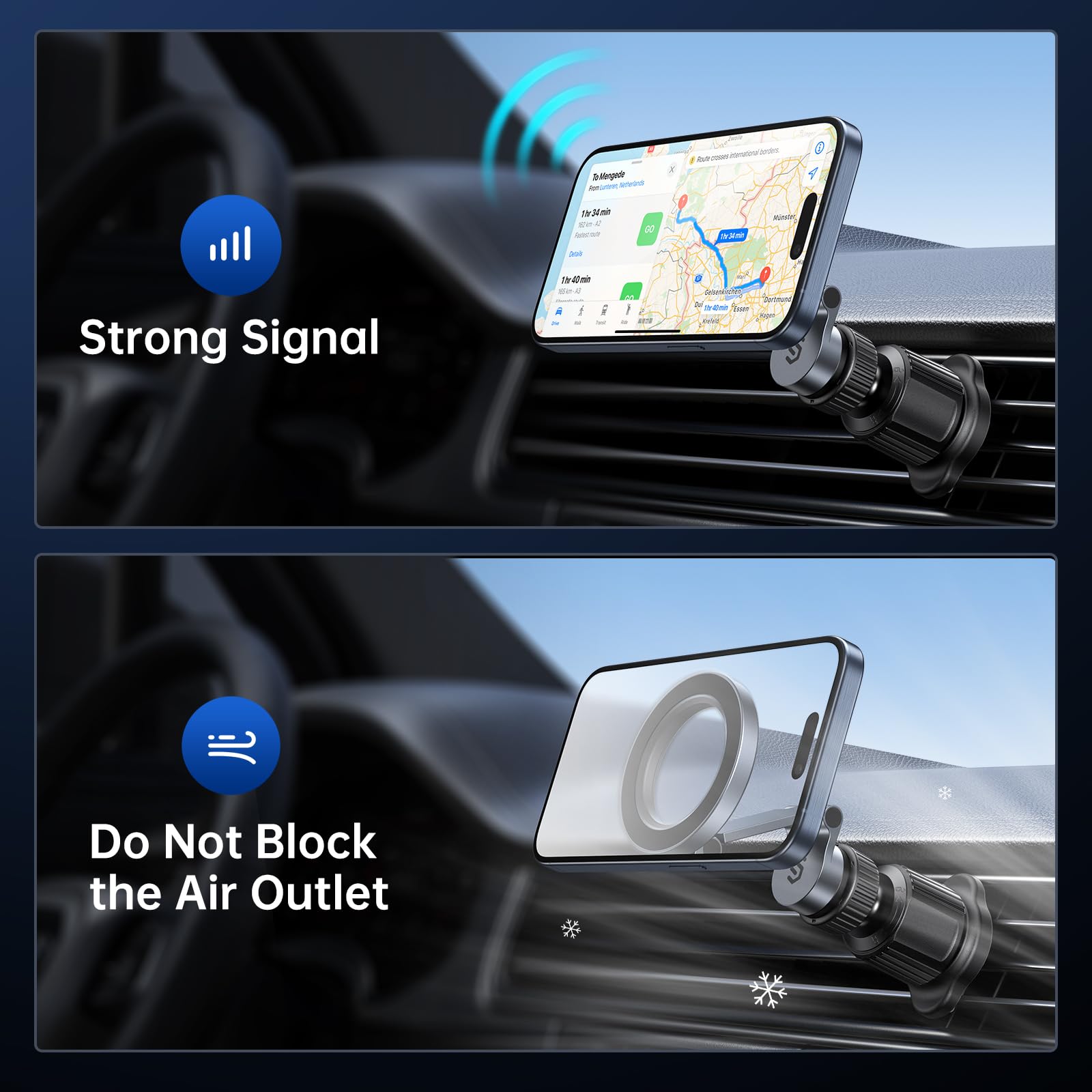 Syncwire For Magsafe Car Mount Vent - Magnetic Phone Holder For Car [3D Long Arm  Flexible Rotation  Strong Magnets] Air Vent Car Phone Mount For Iphone 16 15 14 13 12 Pro Max Plus Mini Mag Safe