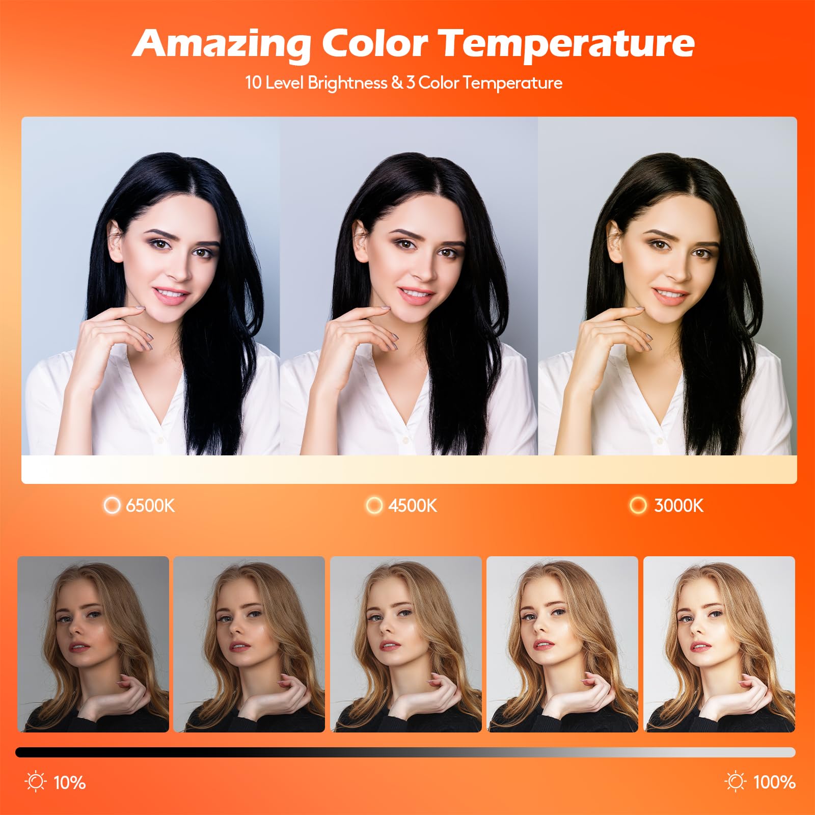 Gwo 18 Inch Led Ring Light With Tripod Stand 6000K Dimmable Makeup Selfie Light With Touch Panel Phone Holders For Youtube Vlog Video Shooting Include Carrying Bag And Remote Control Cri90