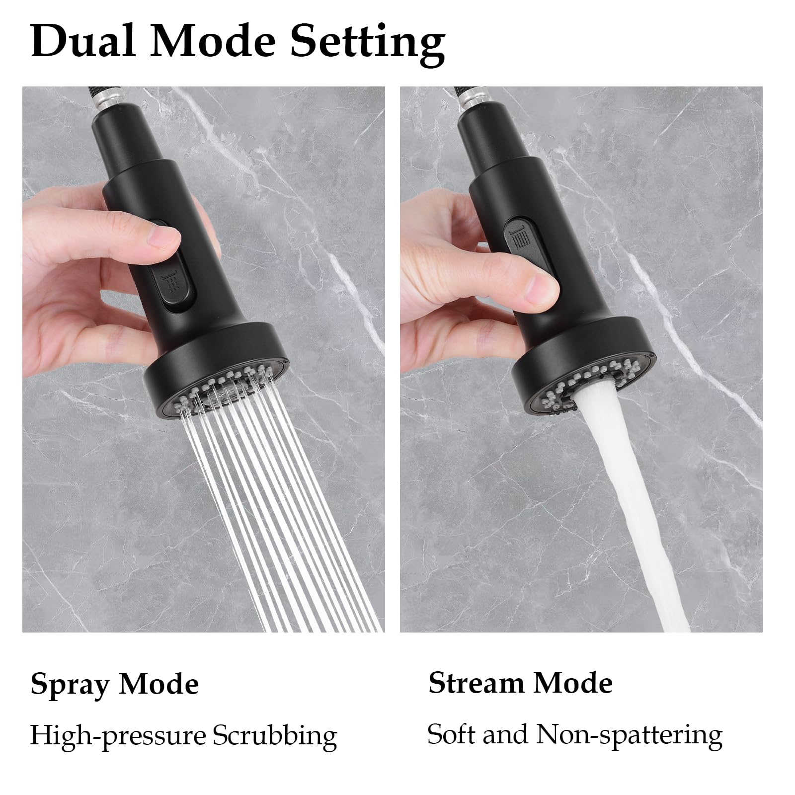 Mutvka Mut Kitchen Faucet With Pull Down Sprayer - Extender 23“ Pull Out Sprayer Kitchen Sink Faucet, Single Handle 1 Hole Or 3 Holes Dual Mode For Farmhouse Laundry Rv Bar, Matte Black