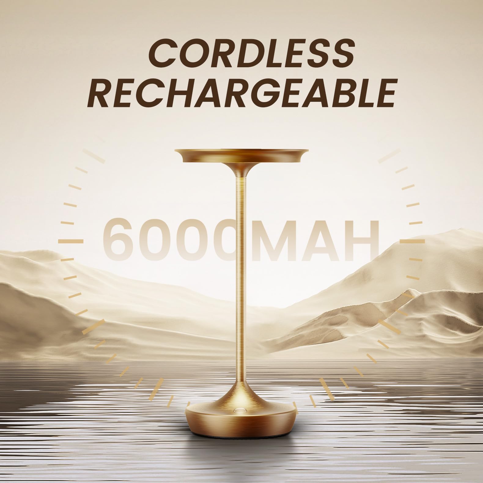 Tpczqj Cordless Table Lamp Rechargeable - Led Battery Operated Touch Lamps,Portable 3 Color Dimming Waterproof Light For Patio/Restaurant/Dining/Outdoor (Titanium2)