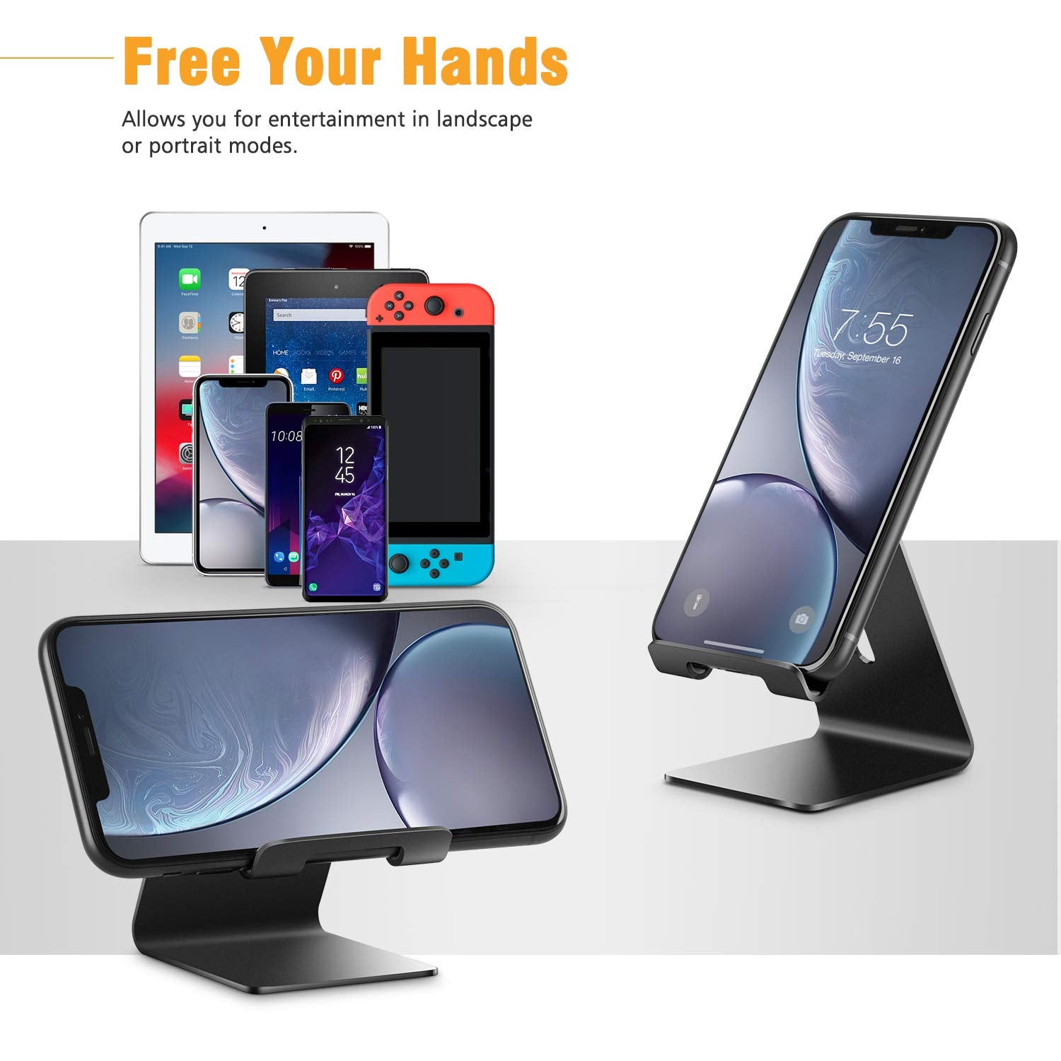 Oribox Cell Phone Stand, Stand For Office Desk, Aluminum Desktop Solid Desk Stand