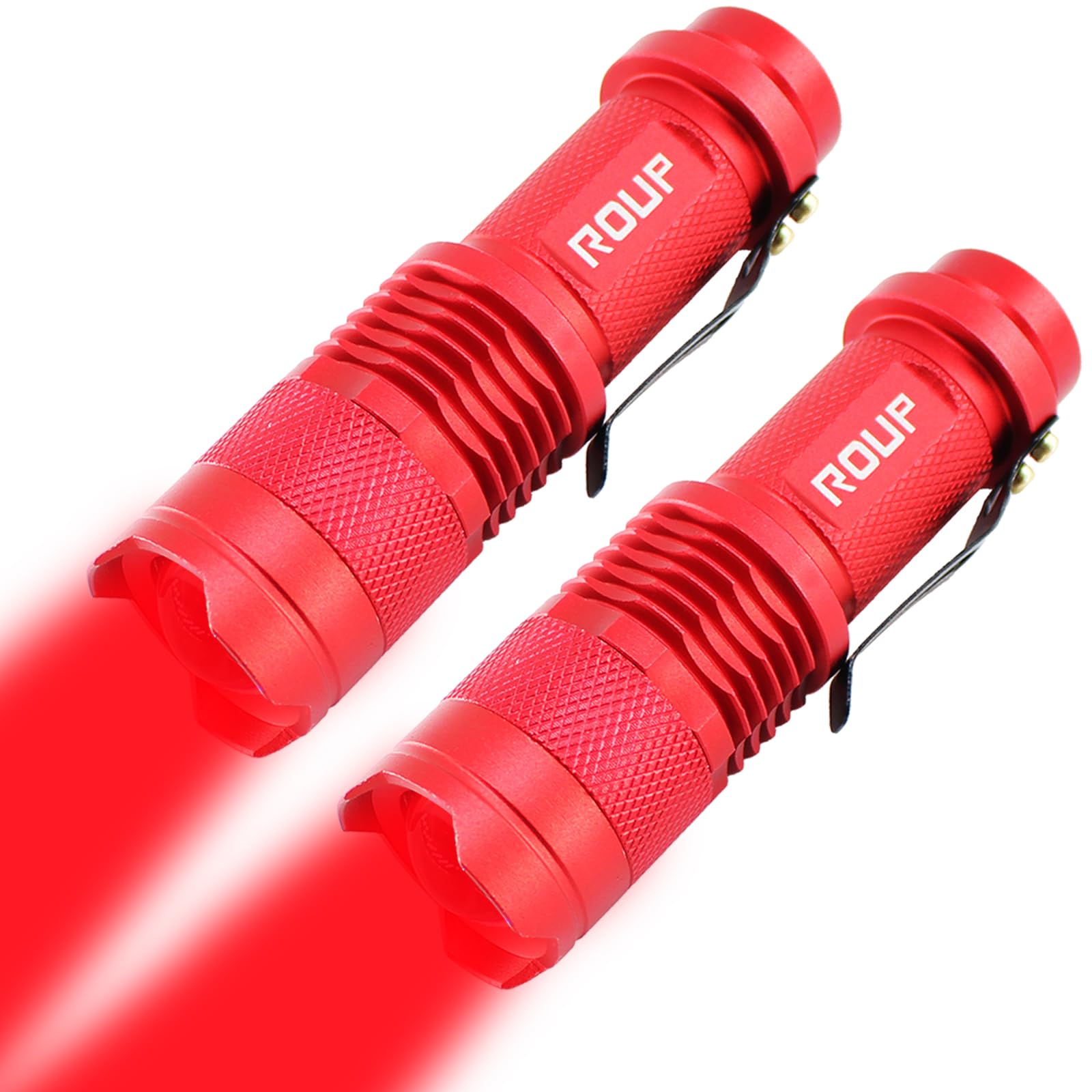 Roup 2 Pack Mini Red Light Flashlight, Zoomable Red Led Flashlight, Water Resistant, 3 Modes Red Flashlight Torch For Night Vision, Astronomy, Aviation, Night Observation And Outdoor Activities