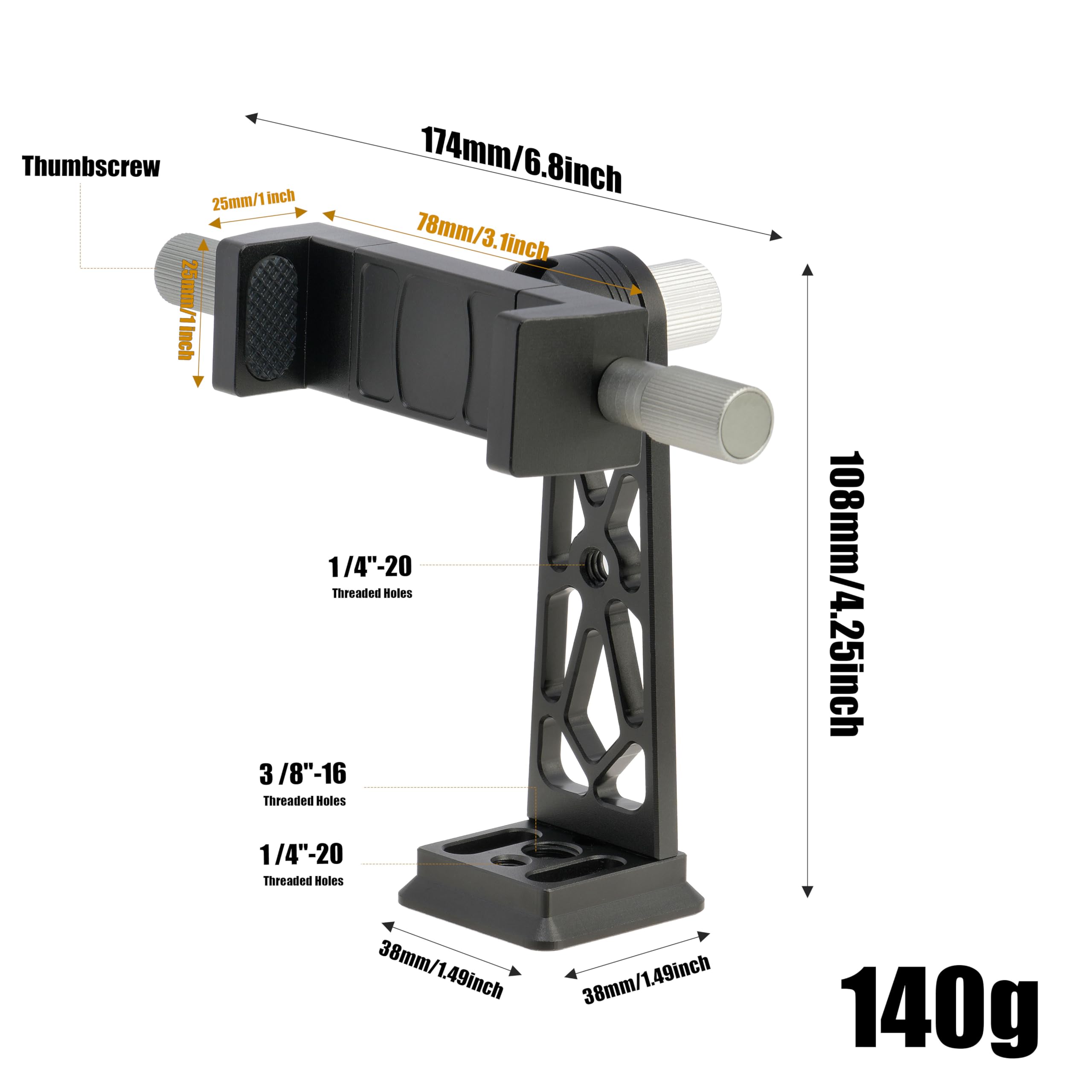 Fotga Aluminum Smartphone Tripod Mount Adapter For Iphone Samsung Huawei Cell Phone Clamp Stand Holder Desktop Tripod Video Live Streaming Vlogging,360°Rotatable,Arca Swiss Base 1/4" 3/8" Holes