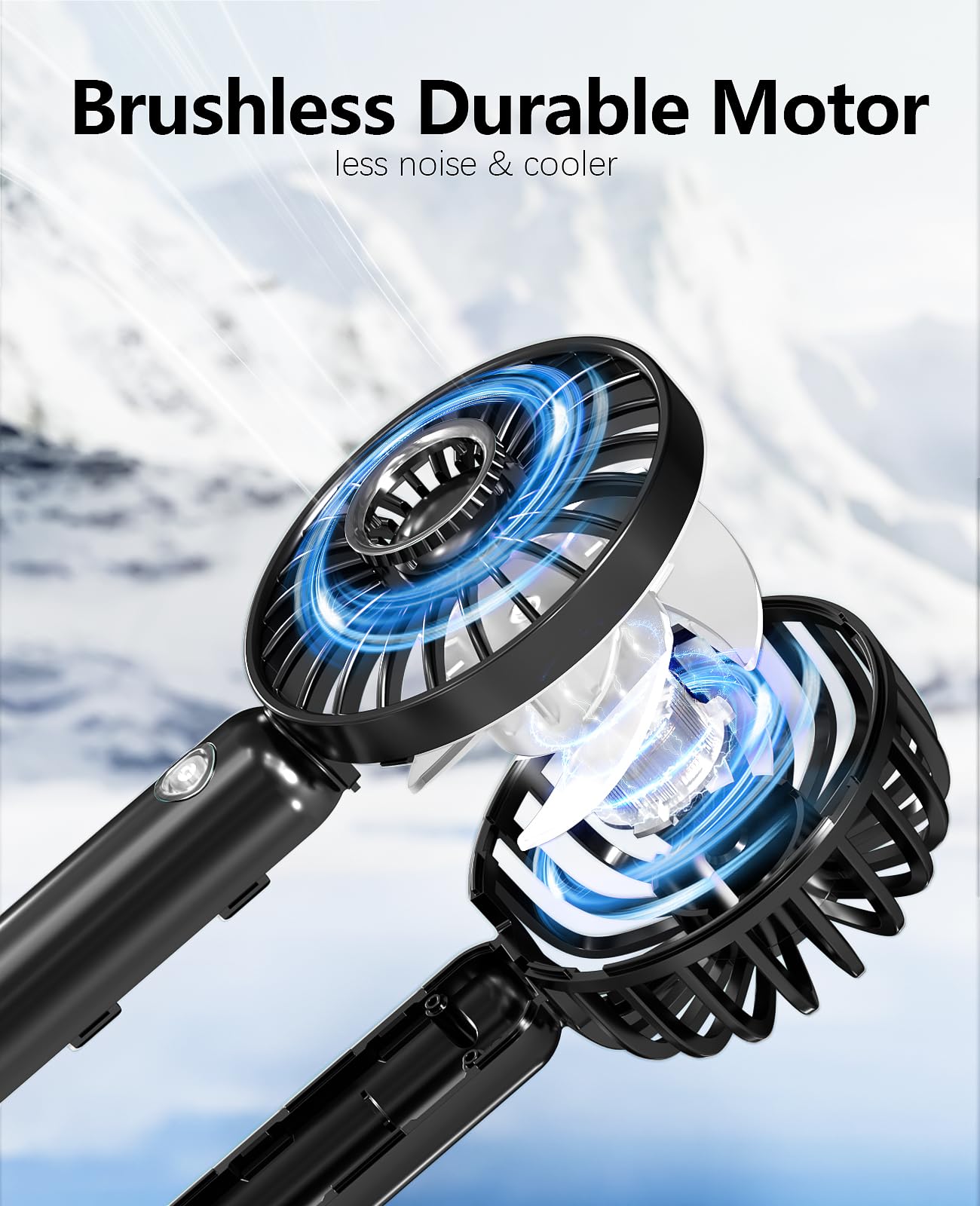 Mini Handheld Portable Fan, Small Personal Battery Operated Fan Lash Usb Rechargeable 3 Speed