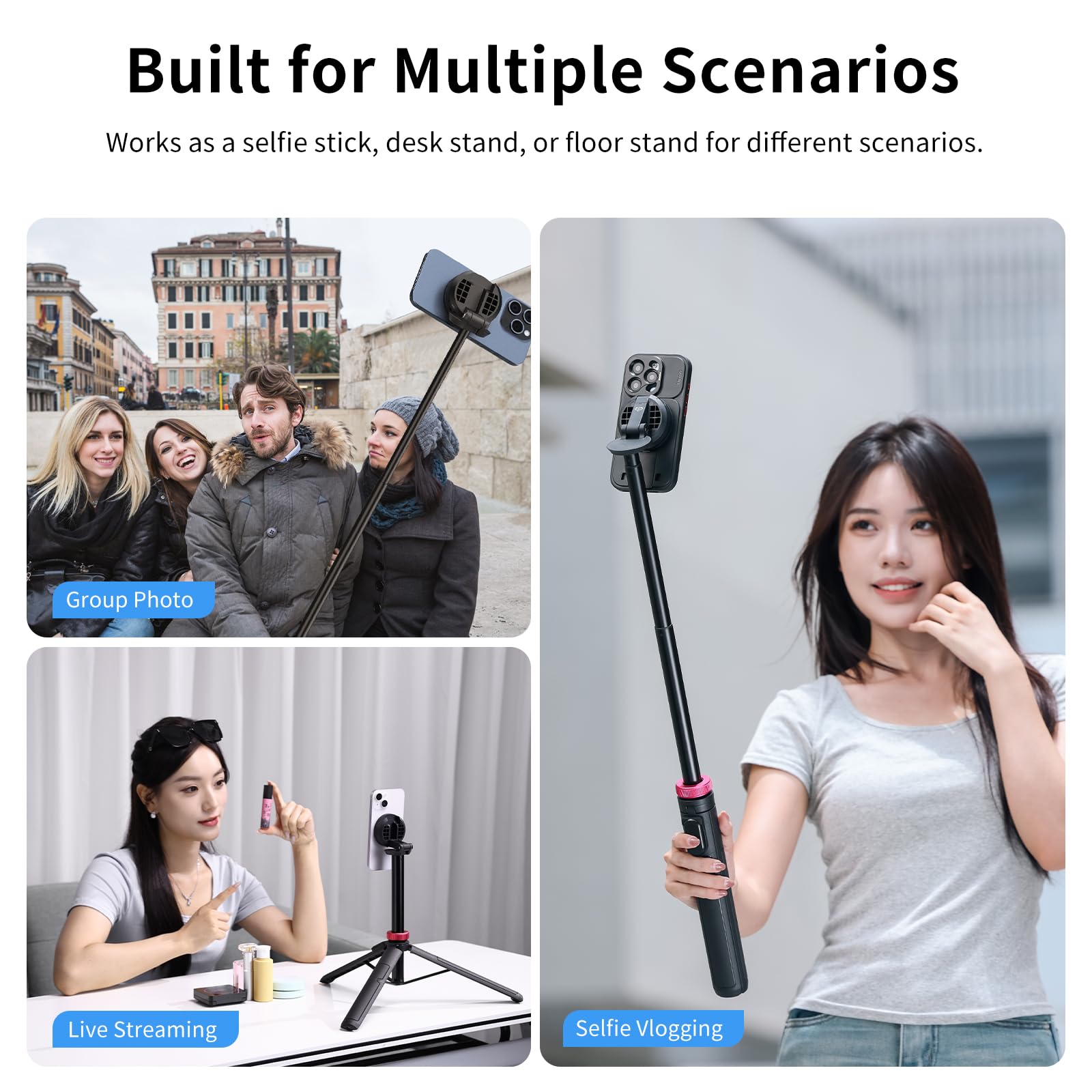 Ulanzi Mt-84 Phone Tripod, 61" Magnetic Selfie Stick With Remote For Iphone 15/14/13/12 Series, Extendable Cell Phone Stand, Portable Iphone Holder For Selfie/Photo/Live/Vlog