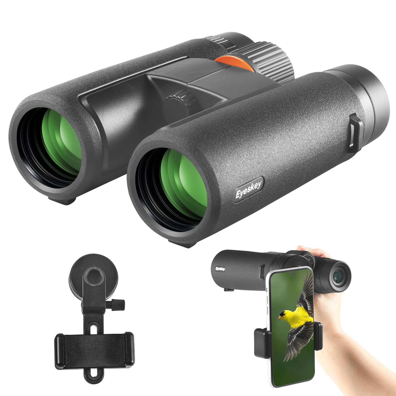Eyeskey 10X42 Hd Binoculars For Adults High Powered With Low Light Night Vision – Lightweight Waterproof Binoculars With Smartphone Adapter For Hunting, Bird Watching, Stargazing & Outdoor Travel