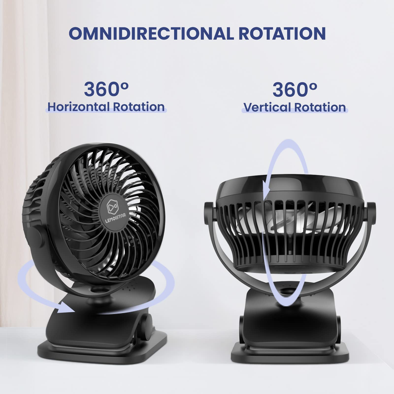 Shinebella Battery Operated Clip-On Aa Fan With 4 Speeds, 5-Inch Small Personal Fans For Dorm
