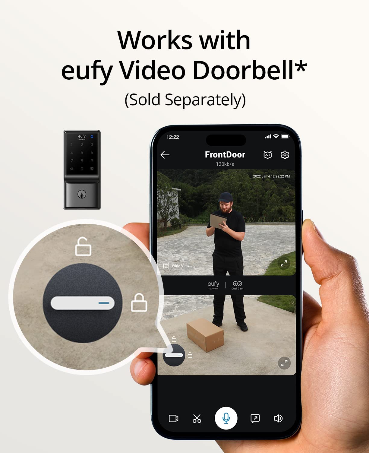 Eufy Security Smart Lock C210, Keyless Entry Door Lock, Built-In Wifi Deadbolt, Smart Door Lock, No Bridge Required, Easy Installation, Touchscreen Keypad, App Remote Control, 4 Aa Batteries Included