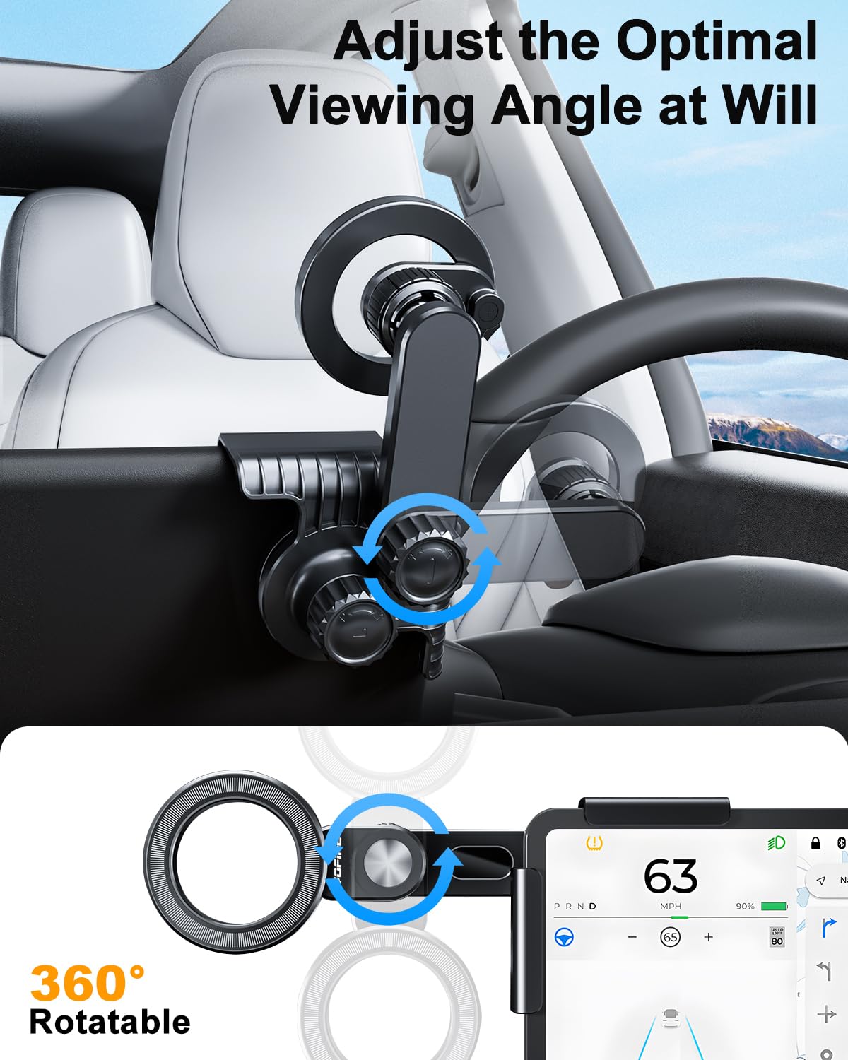 Iyofine Tesla Phone Mount For Tesla Model Y Accessories , No Glue Required, For Magsafe Magnetic Car Dash Phone Holder For Tesla Model 3/Y/S/X/Cybertruck Accessories (For Model 3/Y/S/X/Cybertruck)