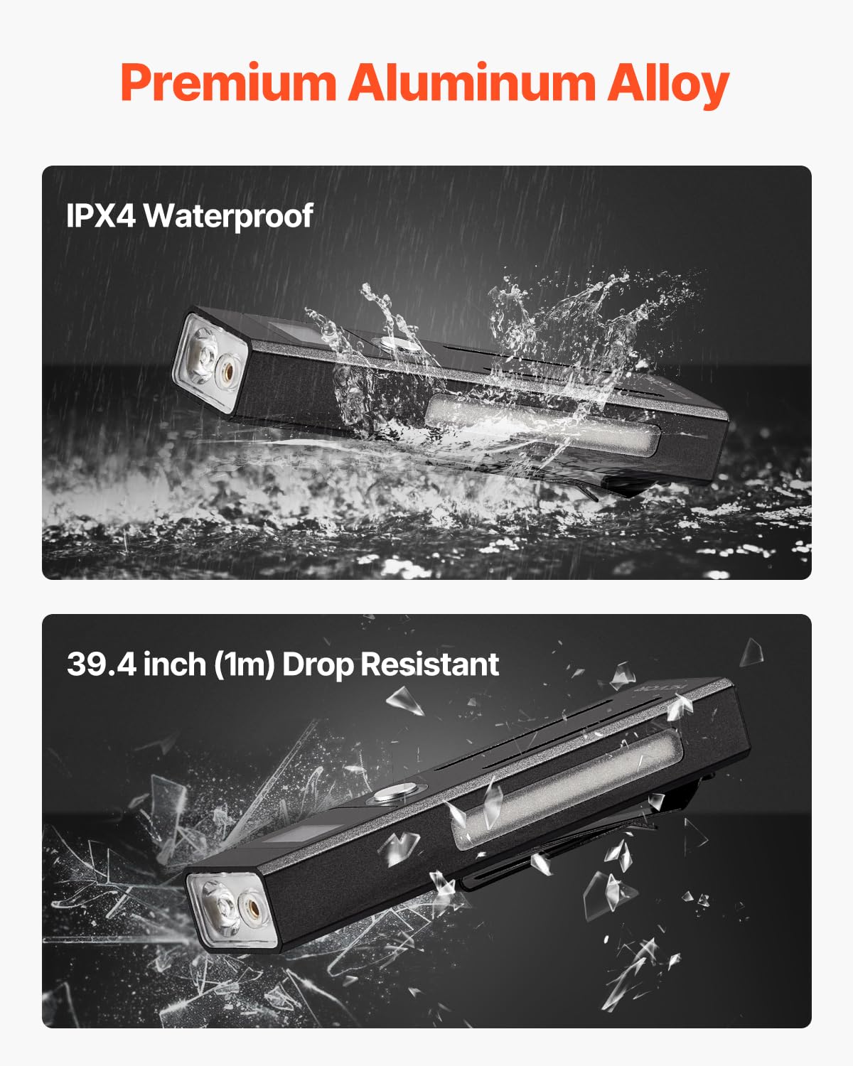 Vevor Edc Flat Flashlight, 3-In-1 High Lumens Led Flashlight With Green Beam, Ipx4 Waterproof Rechargeable Flash Light For Office Presentation, Hiking, Camping, Emergencies, Lightweight & Portable
