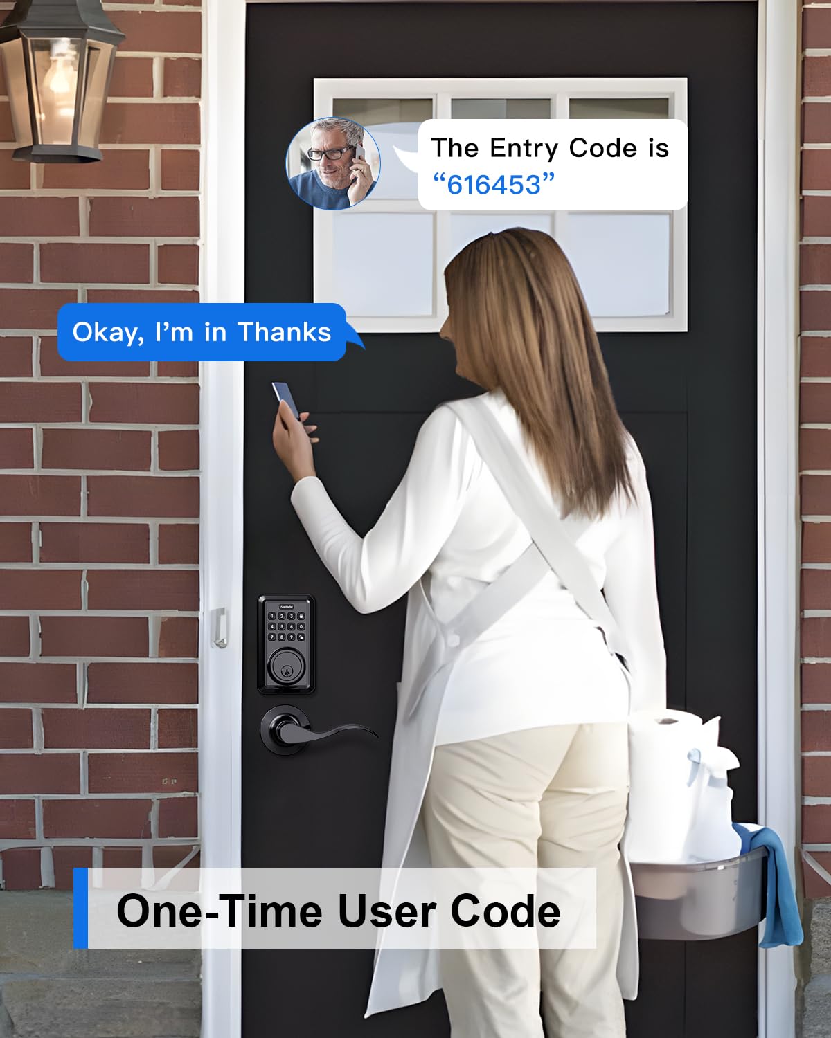 Apestellar Keyless Entry Door Lock With 2 Lever Handles - Electronic Keypad Deadbolt - Front Door Lock Handle Sets - Auto Lock, Anti-Peeking Password, Easy Installation - Matte Black