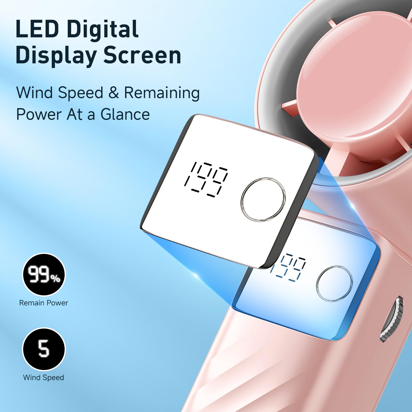 Handheld Turbo Fan, Powerful Portable Fans [20Hrs Max Cooling], Mini Fans,105° Personal Rechargeable