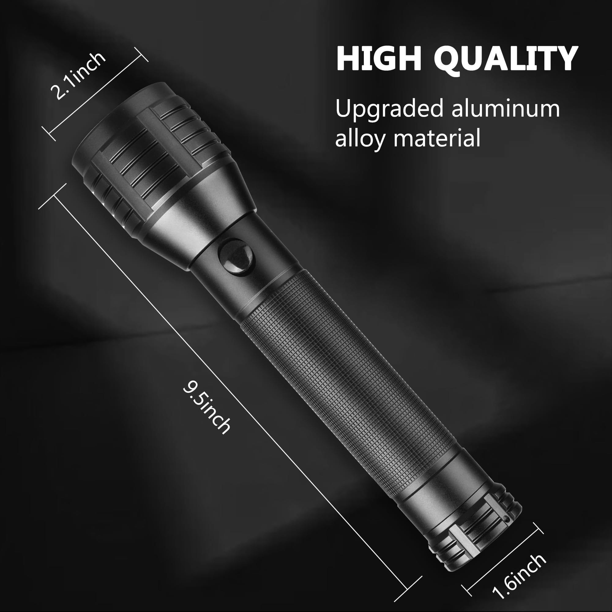 Denarp Heavy-Duty Led 2-Cell D Battery Flashlight, 3 Modes & Zoomable, High Lumens Powerful Flashlights For Hunting, Boating, Power Outages