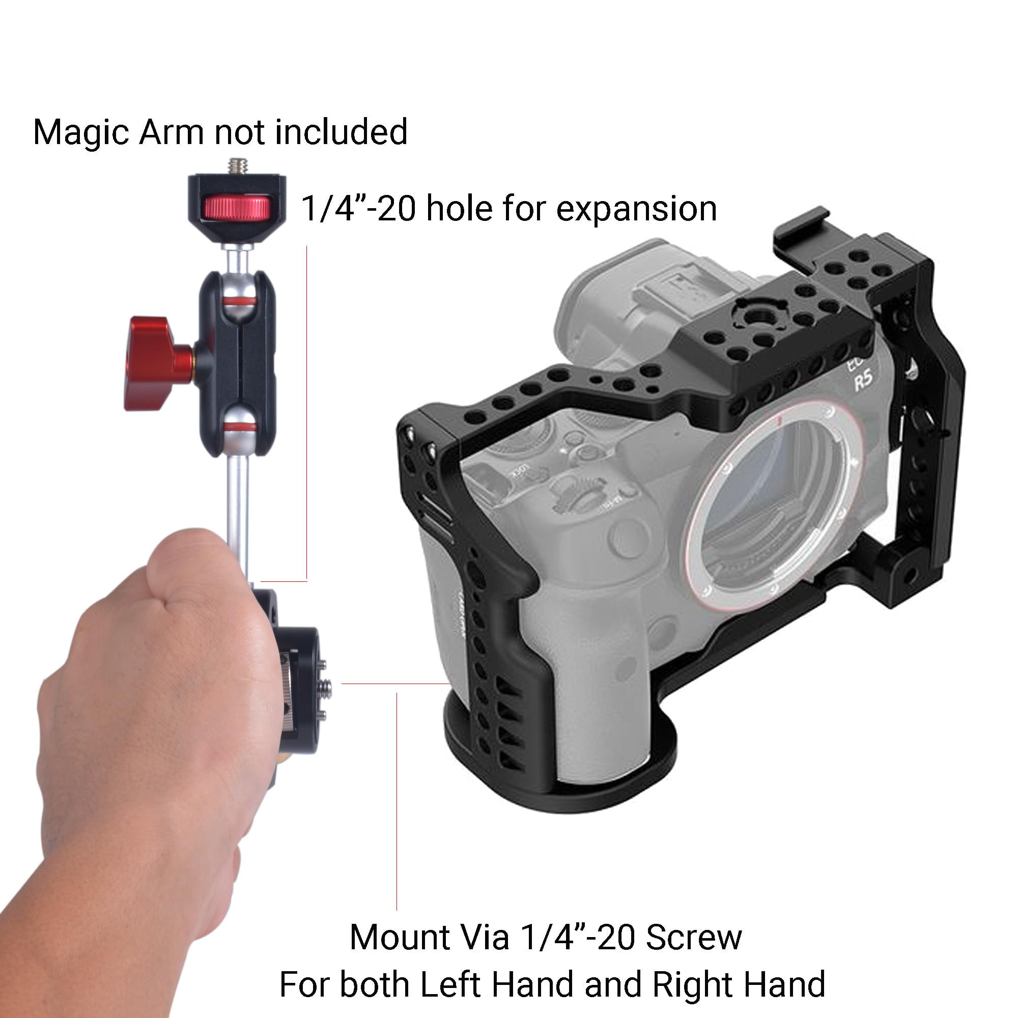 Beusoulover Mini Side Handle Handgrip, Round Camera Cage Grip Accessories Expander With Arri Rosette Mount, 1/4”-20 Screw Mount Compatible With Mirrorless Camera Cages, Smartphone, Action Camera Cages, Rigs...
