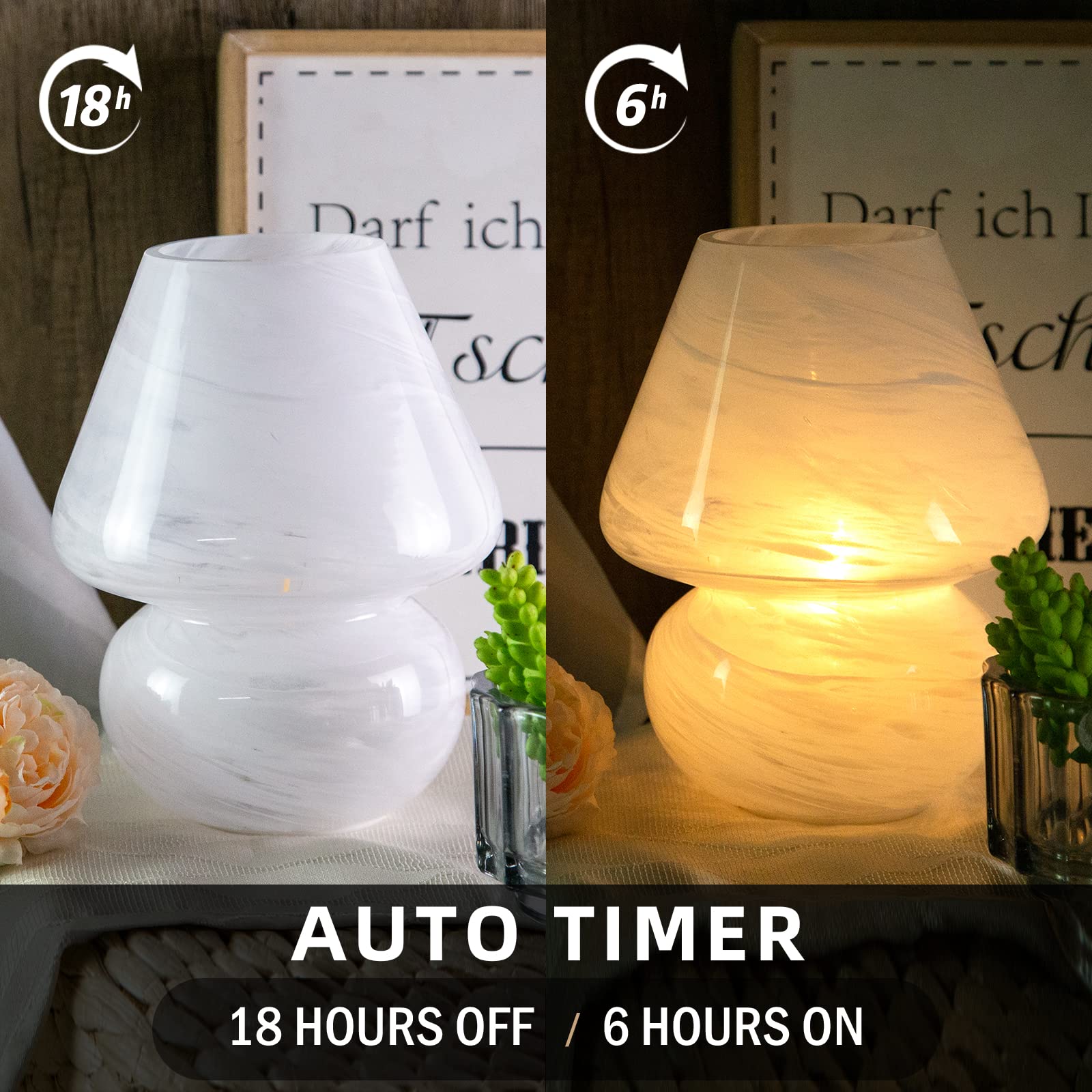 Mj Premier Mushroom Lamp, Battery Operated Lamp Timer, Table Lamp With Led Bulb For Power Light, Decorative Cordless Lamps Home Decor For Living Room Kitchen Bedroom (Cloud)