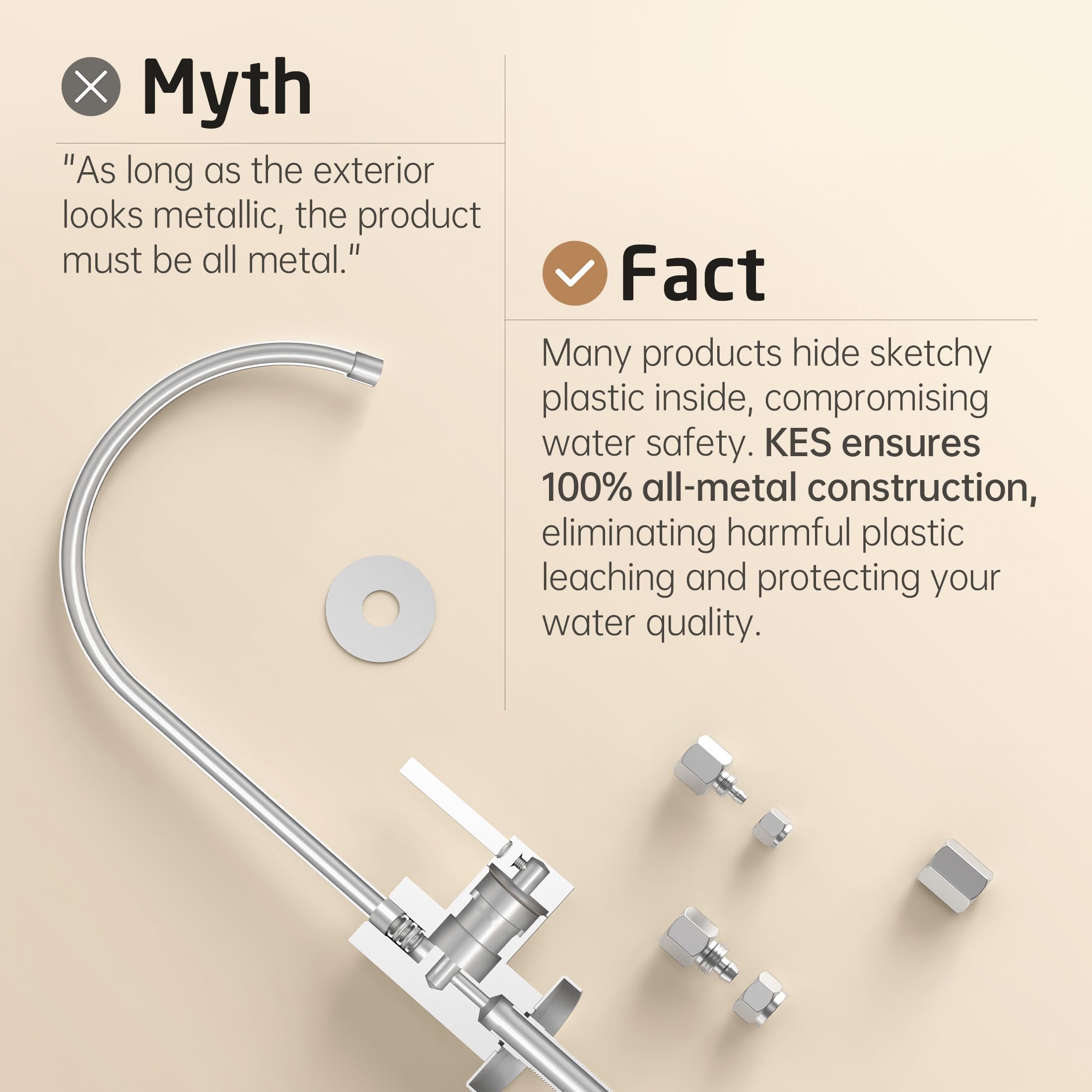 Kes Reverse Osmosis Faucet Lead-, Drinking Ro Water Faucet For Kitchen Sink, 18/8 Stainless Steel Water Filter Faucet, Fits Most Ro Water Filtration System, Brushed Finish, Z506Lf-Bs