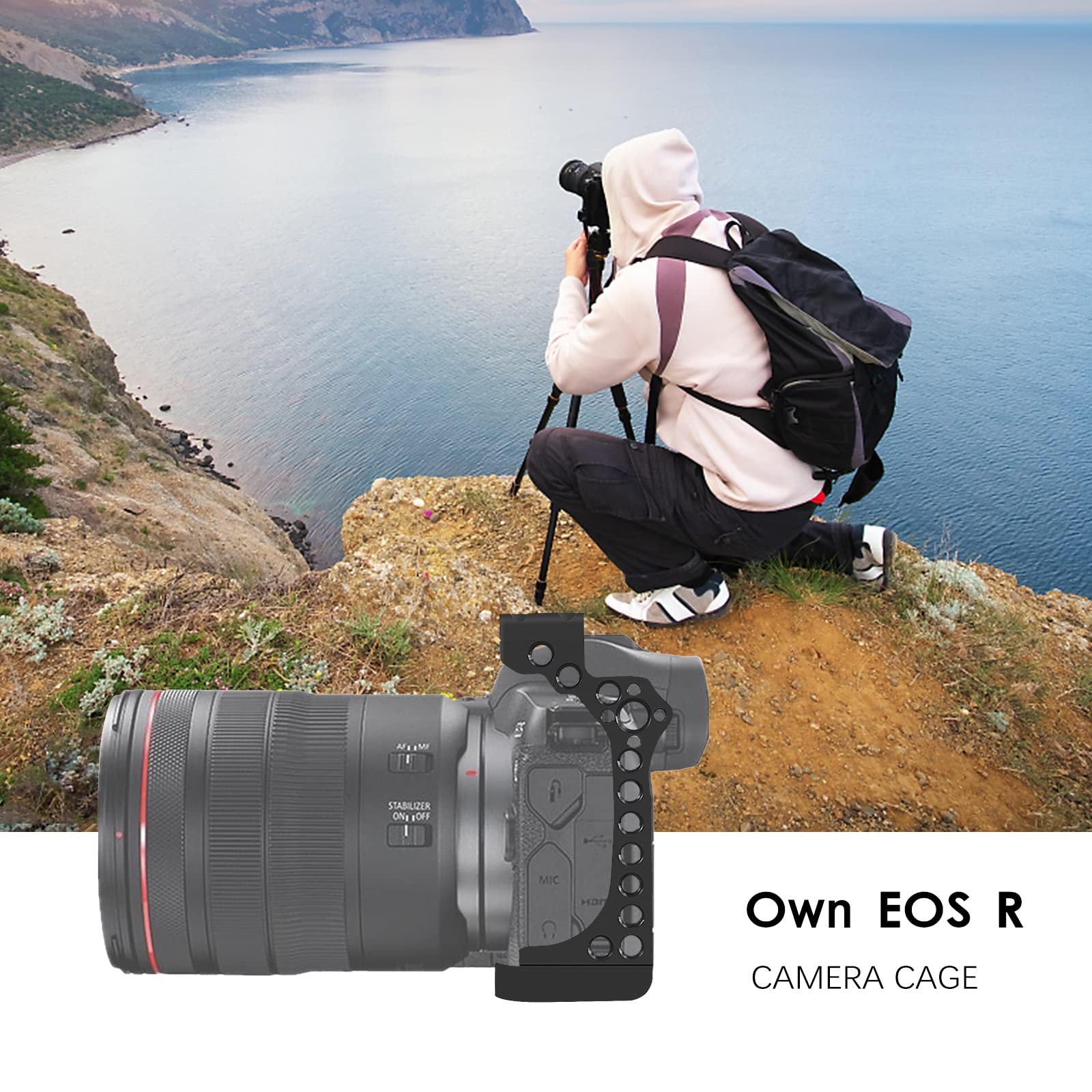 Fugasun Eos R Camera Cage, Eos R Cage For Canon Eos R Camera Case Camera Rig Cold Shoe