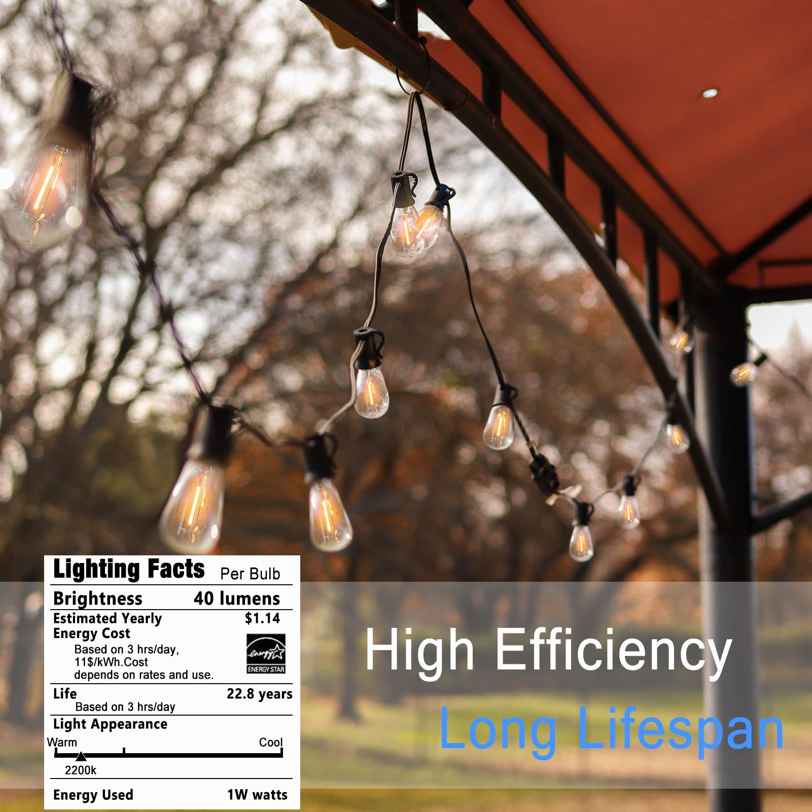 Meidaoduo 300Ft Edison String Lights Outdoor Waterproof With 150+6 Extral Led Shatterproof St38 Edison Bulbs 2200K For Outside Patio Pergola Backyard Bistro Lights, 3 X 100Ft Connectable