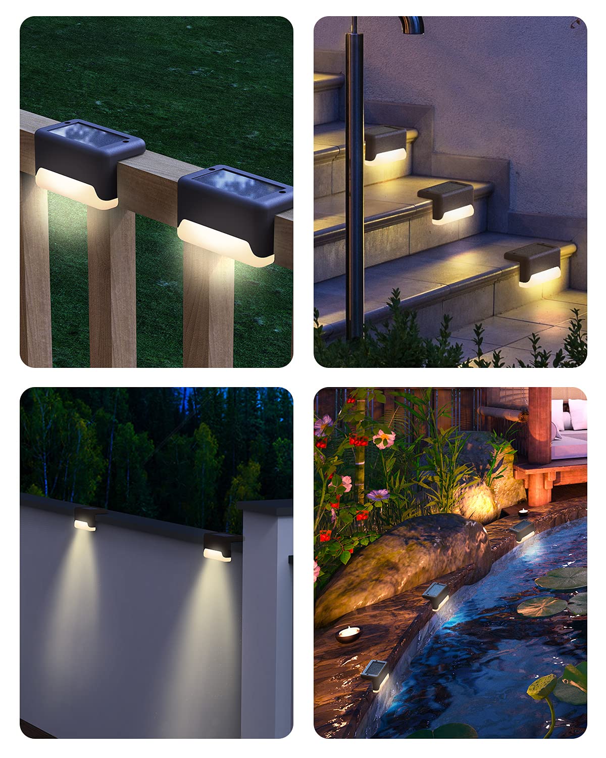 Bleakteir Solar Lights Outdoor Waterproof - 16Pack Motion Sensor Outdoor Lights - Solar String Lights For Outside - Outdoor Solar Lights For Yard,Garden Stair,Deck,Front Step,Front Porch And Patio, Warm White