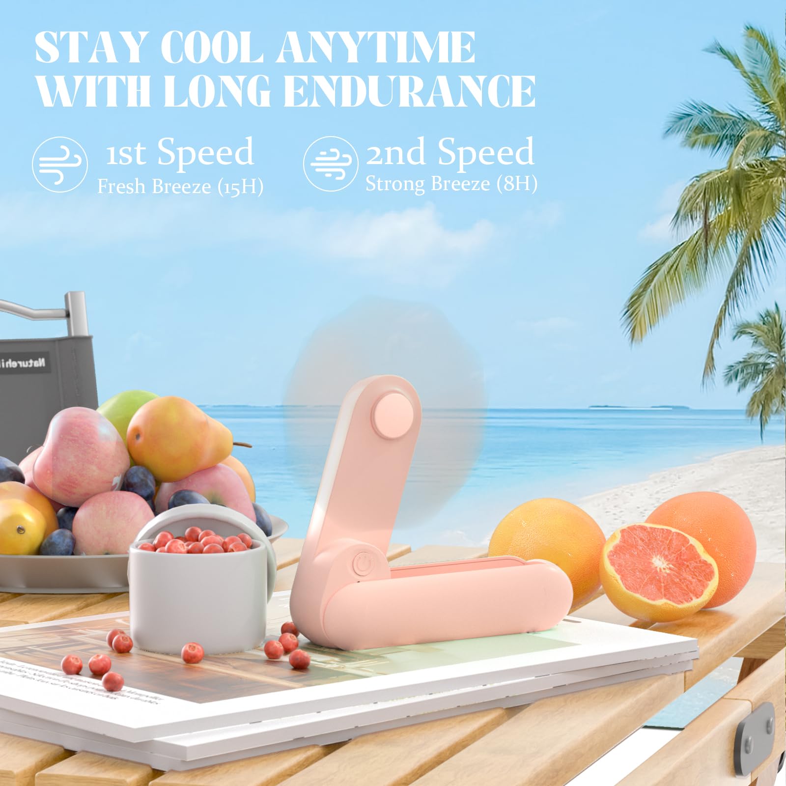 Portable Handheld Fan, 2 In 1 Mini Hand Fan, Battery Operated [8-15 Working Hours], Usb Rechargeable