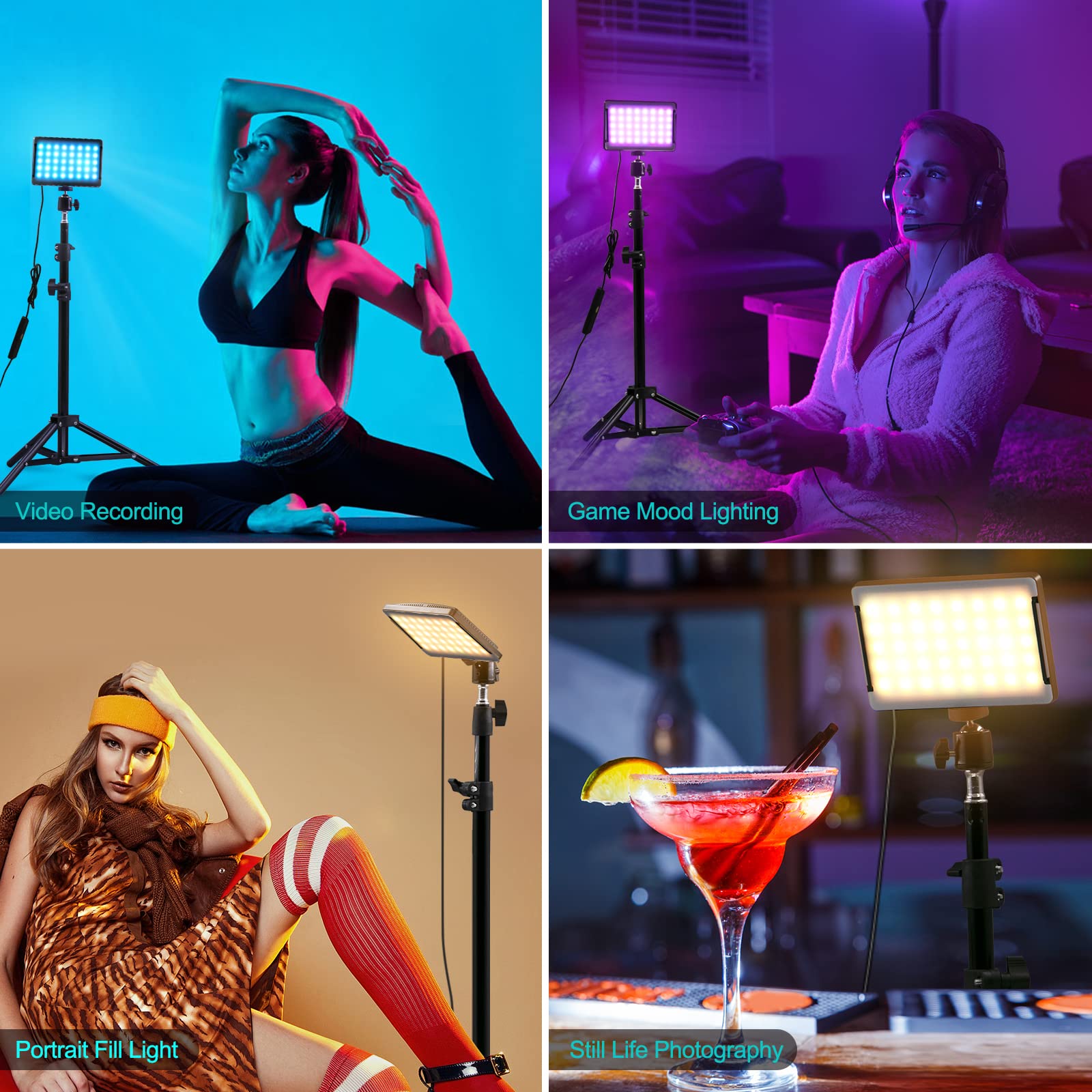 Youtin Photography Lighting Studio Lights 2-Pack Led Rgb Kit With Adjustable Tripod Stand, 2500-9900K Dimmable For Photo, Streaming, Vlogging, And Background Illumination, Compatible With Youtube