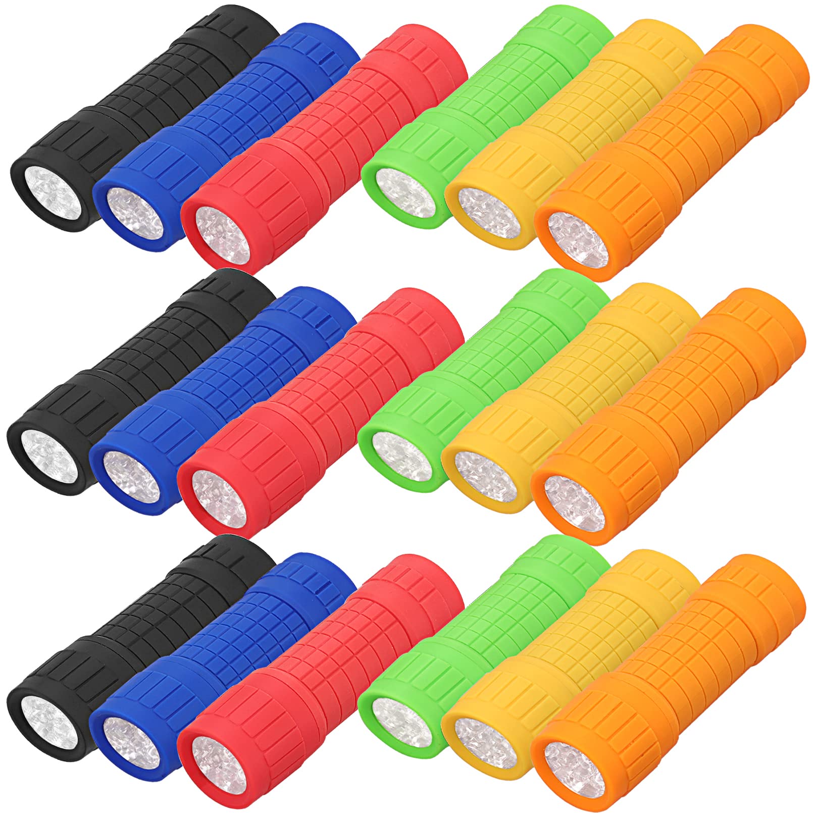 Vyndicca 18Pack Mini Flashlights,9-Led Handheld Flashlight,Assorted Colors Mini Led Flashlight,Small Mini Flashlights With 54Pcs Aaa Batteries & Lanyard,Flashlight Bulk For Night Reading Camping Party Favors