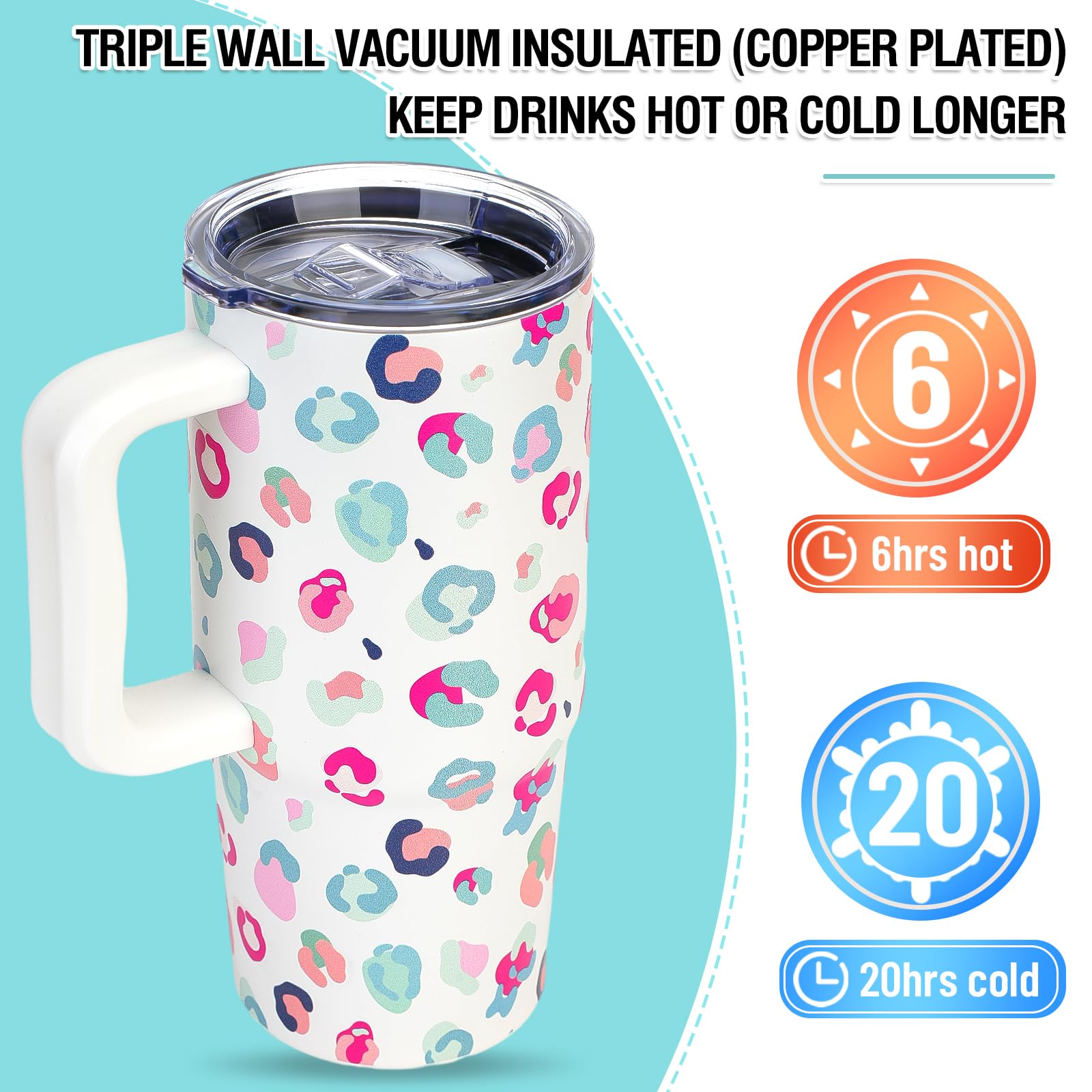 Zukro 24 Oz Tumbler With Handle And Straw, Triple-Wall Vacuum Insulated Coffee Travel Mug