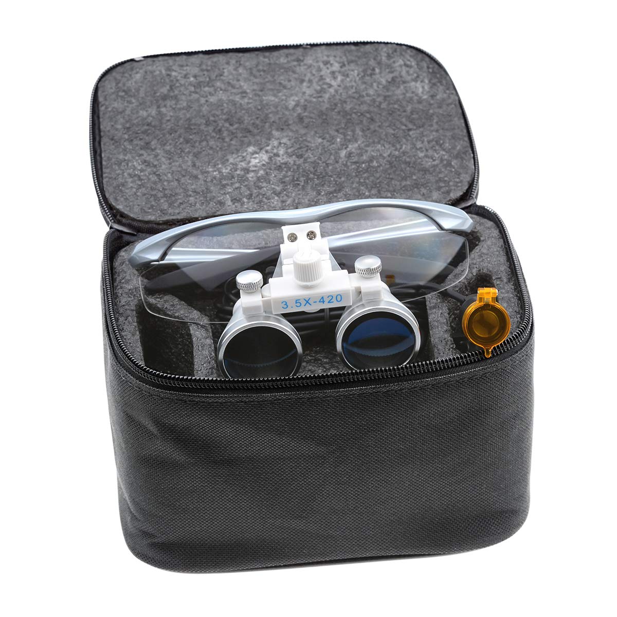 Bo 3.5X Binocular Loupes Optical Glass + 3W Headlight + Cloth Bag (Silver)