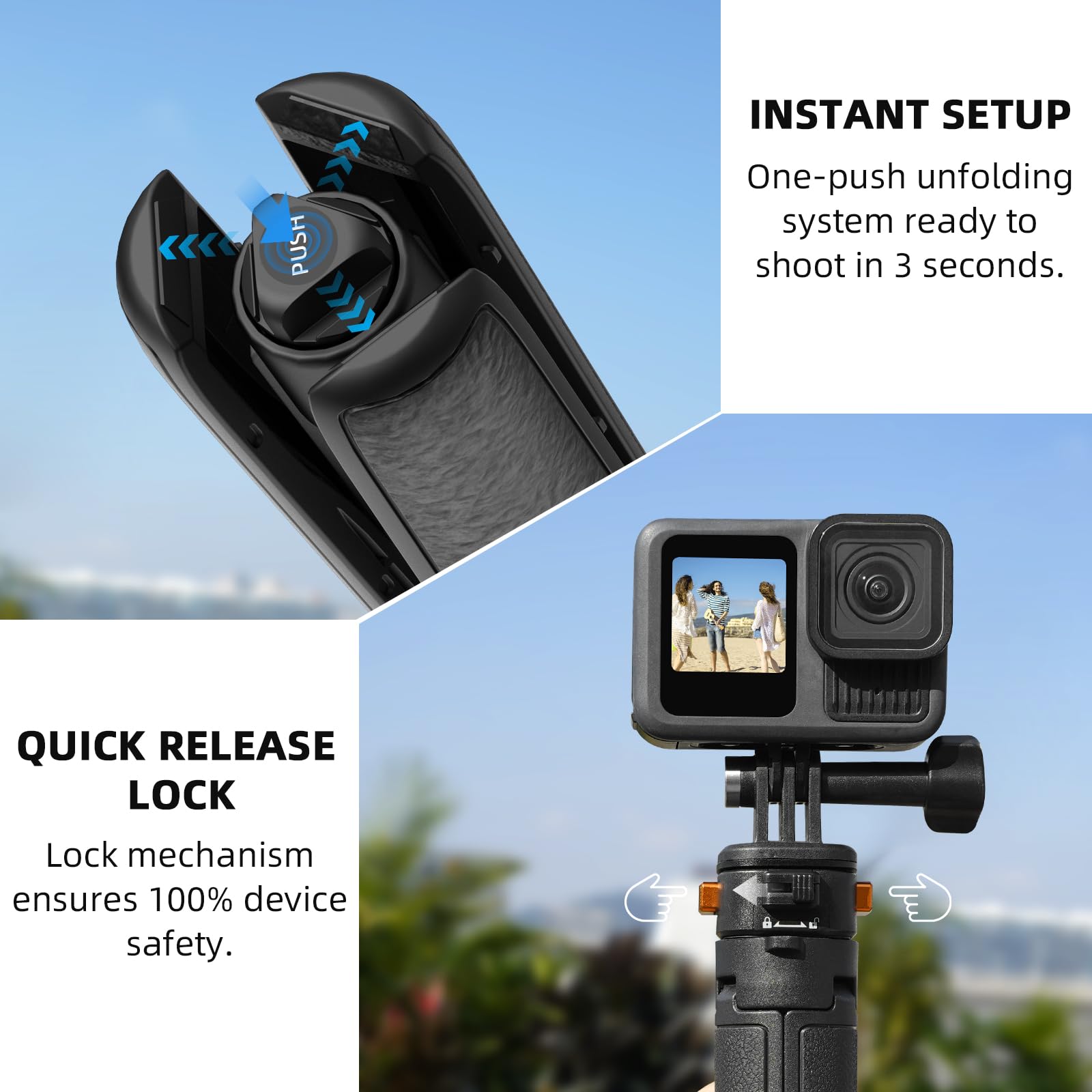 Brdrc Osmo Pocket 3 Tripod For Action Camera, Mini Table Desk Extendable Tripod Stand Small Handheld Selfie Stick With Quick Release 1/4'' Screw Vlog For Dji Action 5 Pro For Insta360 X4 X5 X3 Accessories