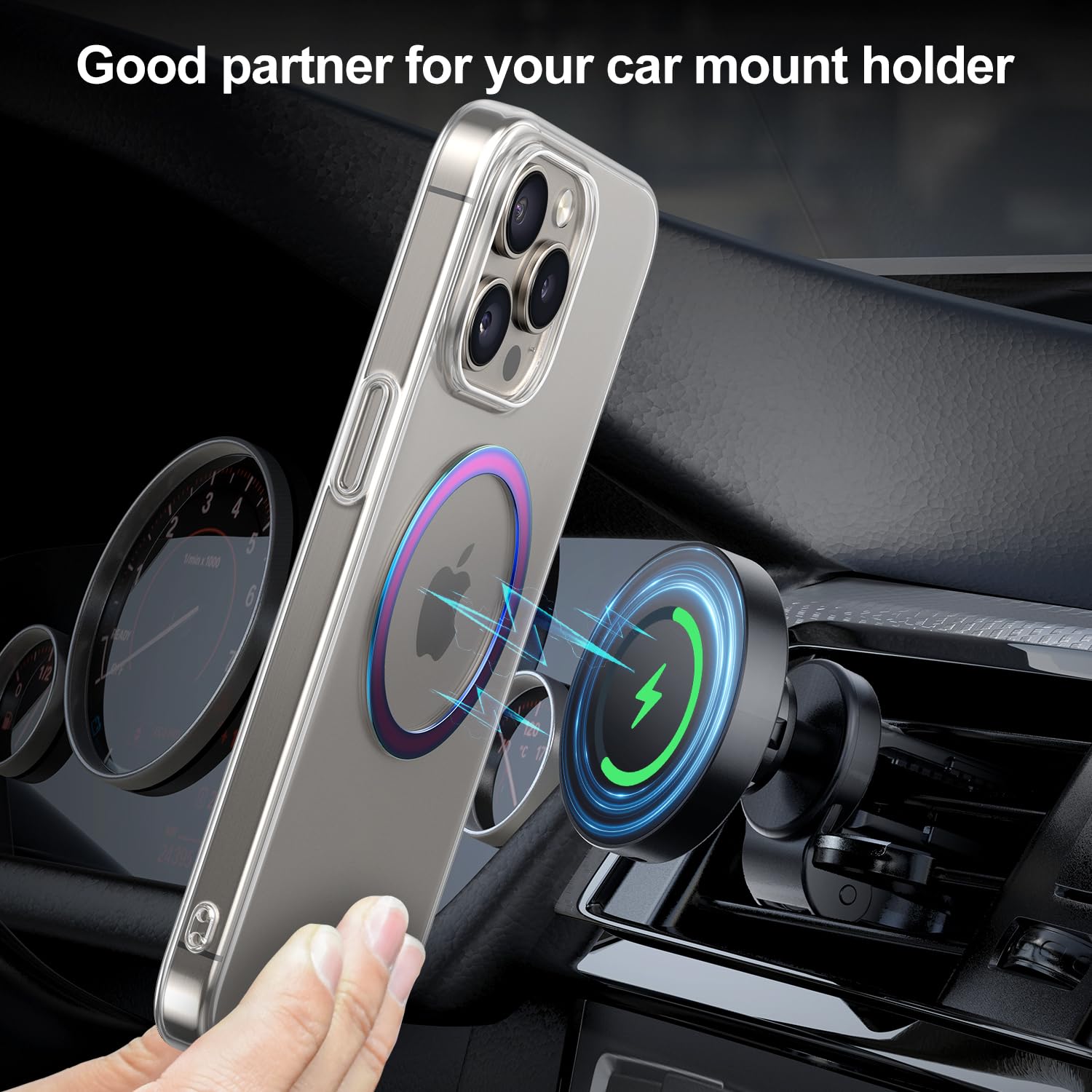Kismer Magnetic Ring Sticker For Magsafe Premium Universal Conversion Magnetic Adapter Kit For Kindle,Phone Case,Wireless Charger, Car Mount, Wallet, 2Pack (Mirror Mulitcolor 0.5Mm)