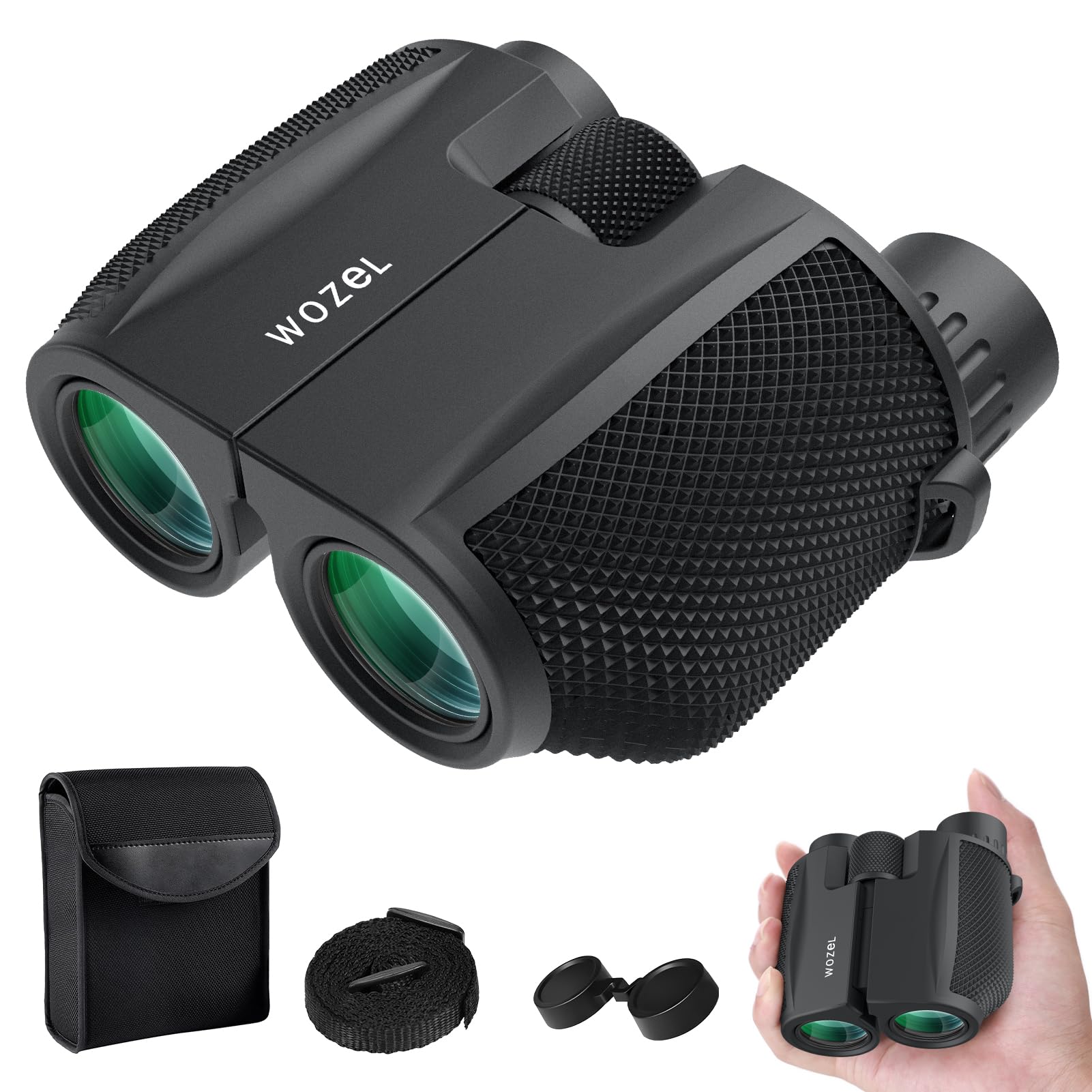 Wozel 10X25 Compact Binoculars For Adults & Kids: Large Eyepiece Waterproof Binoculars With Easy Focus, Lightweight Binocular For Bird Watching, Outdoor Sports, Hunting, Travel
