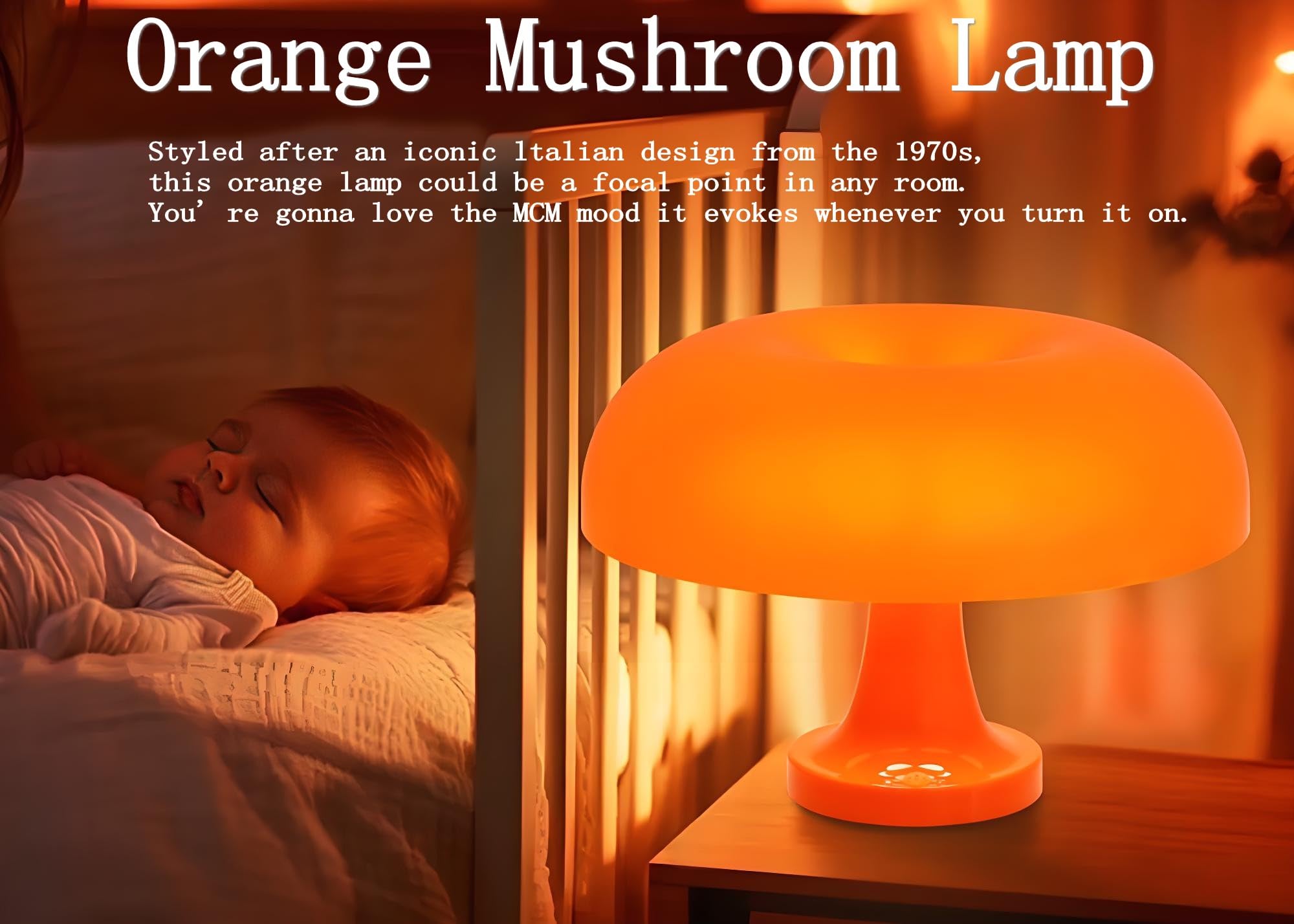 Joanajo Orange Mushroom Lamp Dimmable Mushroom Table Lamp With 3 Lighting Modes Plug Donut 70S Retro Mid Century Lamp For Room Aesthetic Modern Lighting For Bedroom Living Room Home Decor &