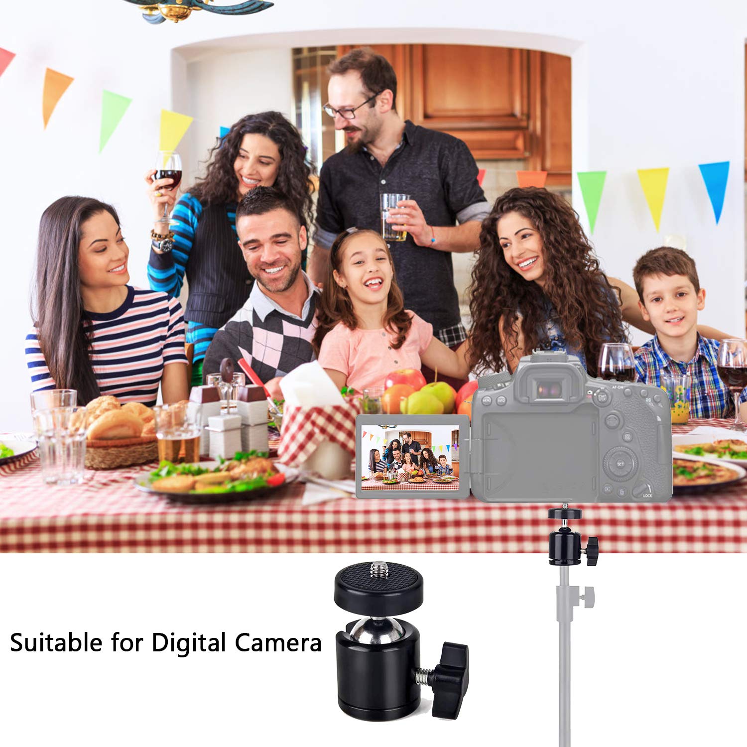 Eszkozta Universal 1/4" Swivel Mini Ball Head Screw Tripod Mount（2 Pack）, Eszkozta360 Degree Rotating Mount Base Adapter For Dslr Cameras Htc Vive Tripods Monopods Camcorder Light Stand…