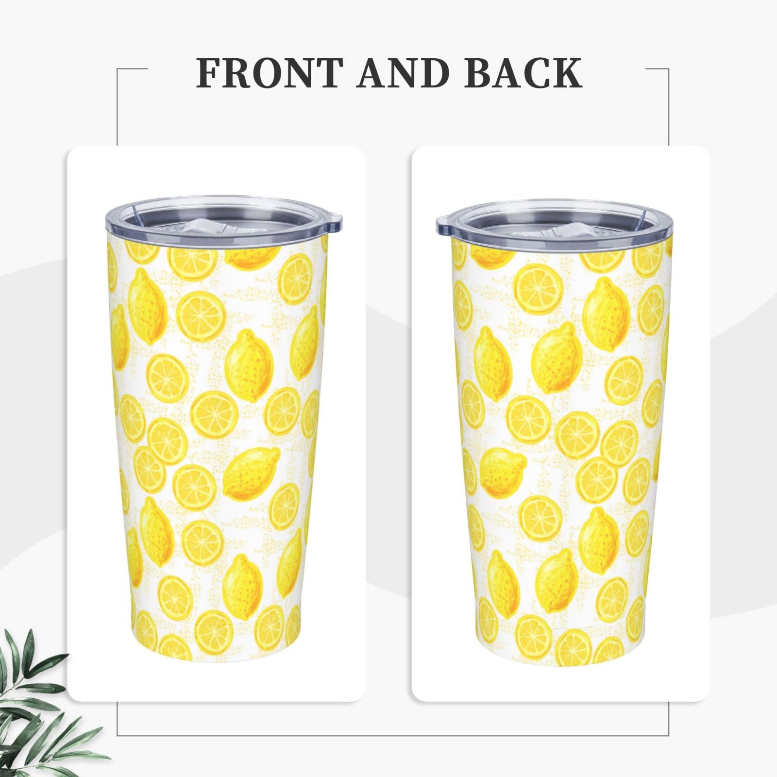 Lemon Tumbler 20Oz Fruit Stainless Steel Insulated Tumblers With Lid And Straw Fruits Travel Coffee