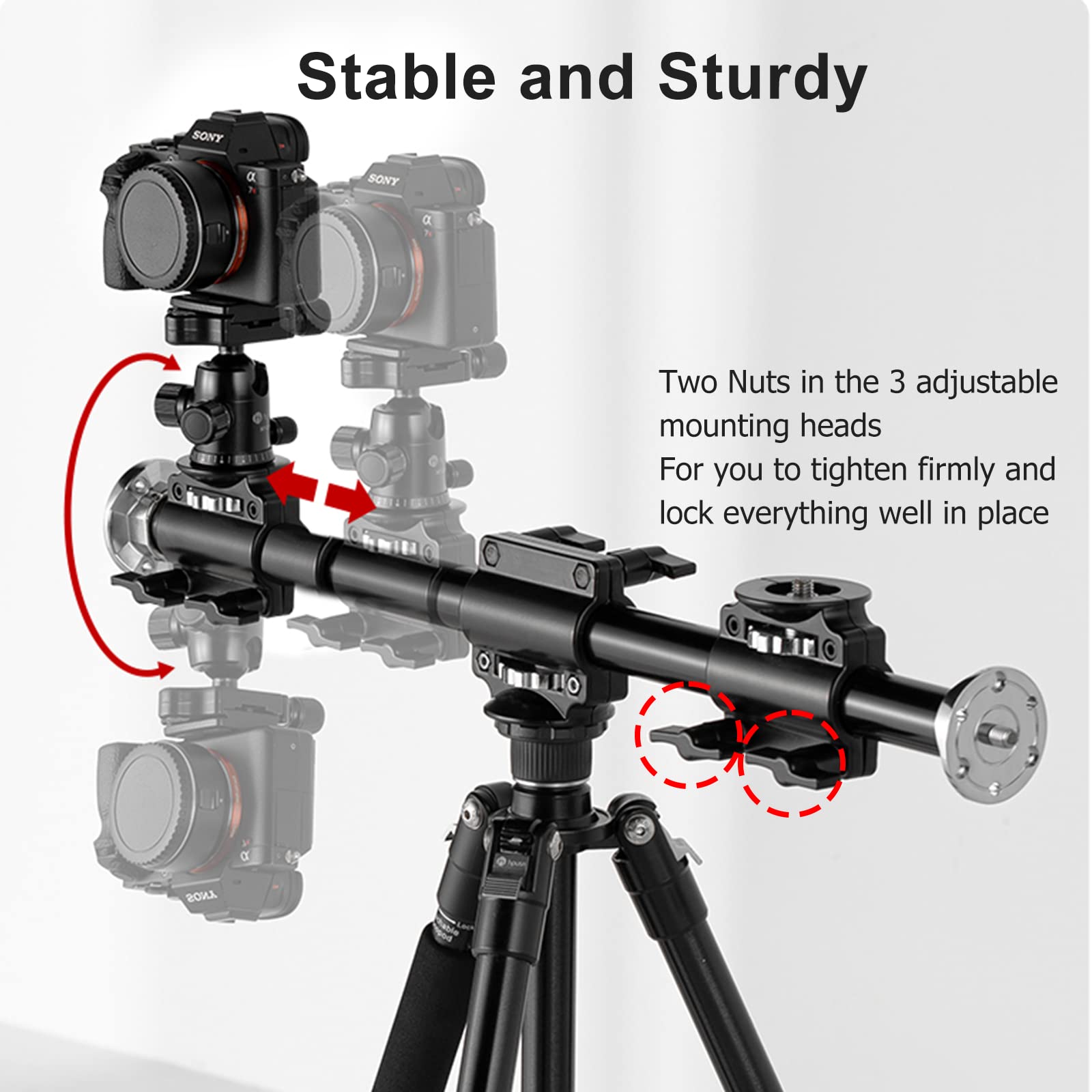 Soonpho Horizontal Tripod Arm 40Inches/100Cm,3/8 Screw Support Tripod Extension Bar For Camera,Professional Photography Studio,Outdoor Macro Overhead Photography