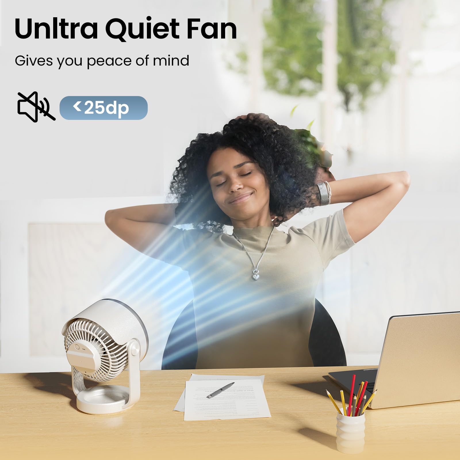 Desk Fan, 10 Inch Air Circulator Quiet Operating Fan For Bedroom, 70Ft Strong Airflow, Portable Fan