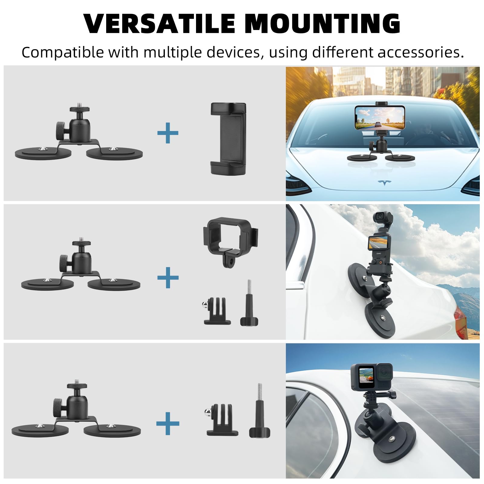 Brdrc Magnetic Car Mount For Gopro, Magnet Outside Camera Phone Holder Clip Stand For Gopro Hero Black Max, For Insta360 X4 X3 Go 3S, For Dji Pocket 3 Action 5 Pro 4 3, For Iphone Samsung Accessories