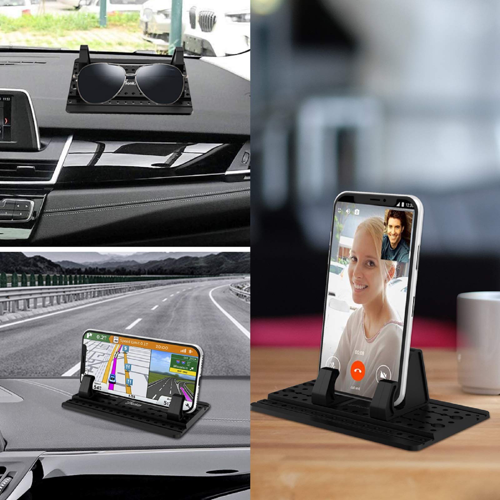 Aonkey Cell Phone Holder For Car, Dashboard Car Pad Mat Vehicle Gps Mount Universal Fit All Smartphones, Compatible With Iphone Xs/Xs Max Xr X 6S 7/8 Plus