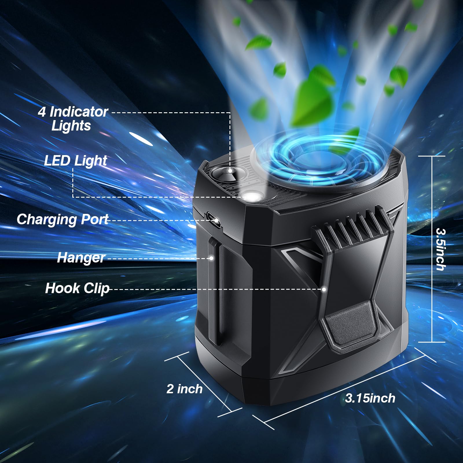 Portable Fan Rechargeable, Personal Waist Neck Wearable Cooling Fan With Light, 4 Speeds 9200Rpm