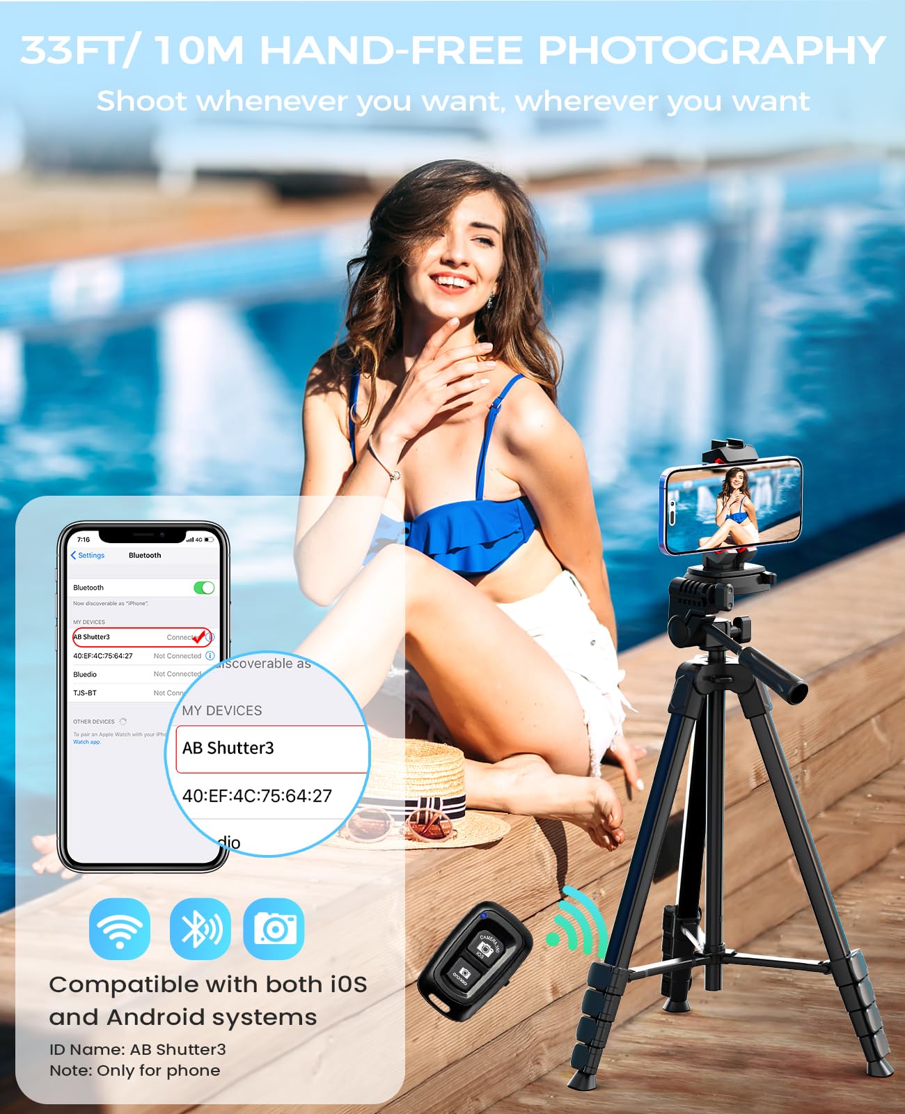 Mactrem 67Inch Tripod Stand For Ipad&Iphone-Adjustable Portable Phone Tablet Tripod Holder With Remote,Heavy Duty Lightweight Travel Tripod For Selfies,Video Recording,Vlogging,Photo,Ipad Stand Tripod