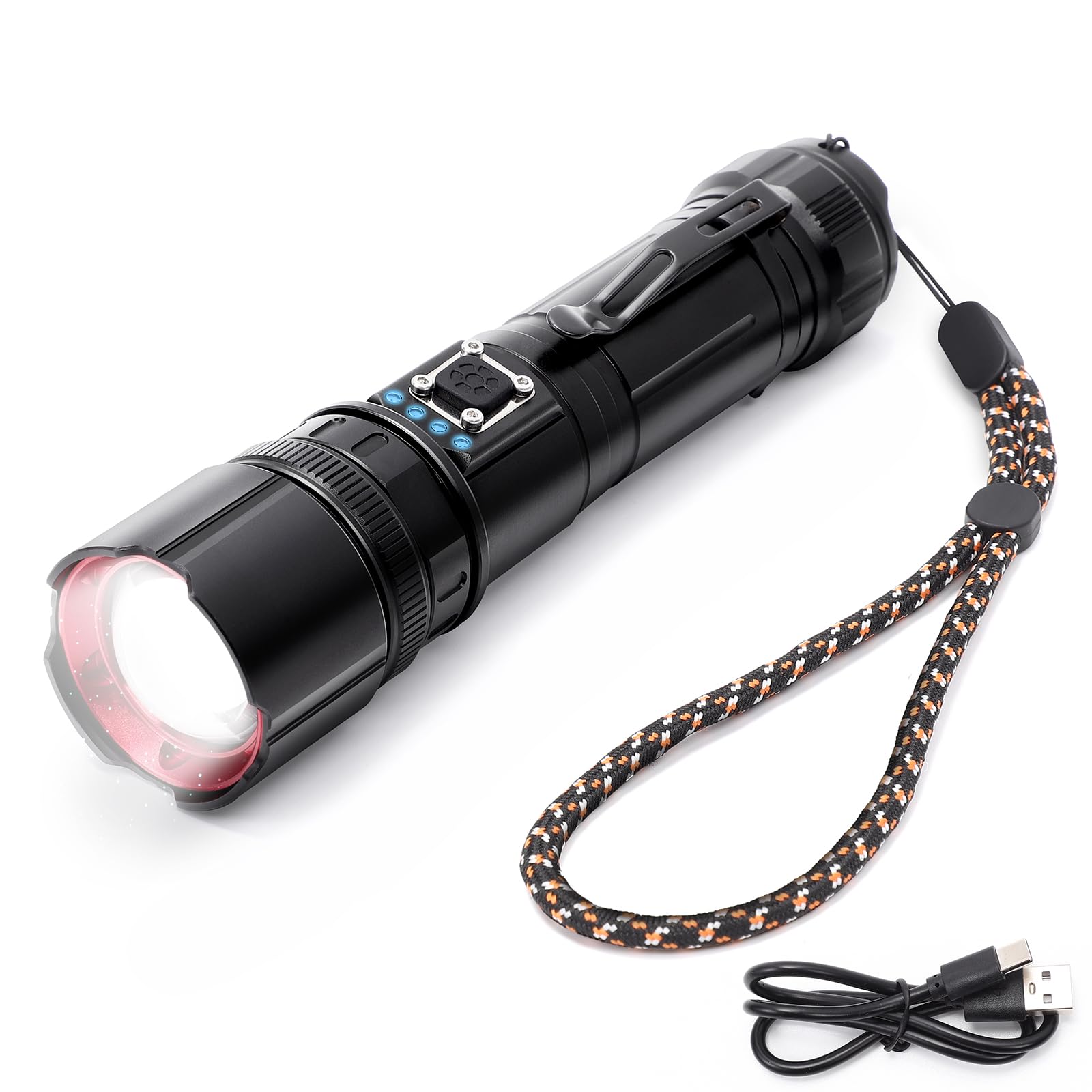 Unicumoo Rechargeable Flashlights High Lumens, Utility Flash Light Portable, 1000 Lumens Super Bright Led Flashlight Waterproof With Usb Cable, 5 Modes Zoomable Brightest Flashlights For Home/Outdoor