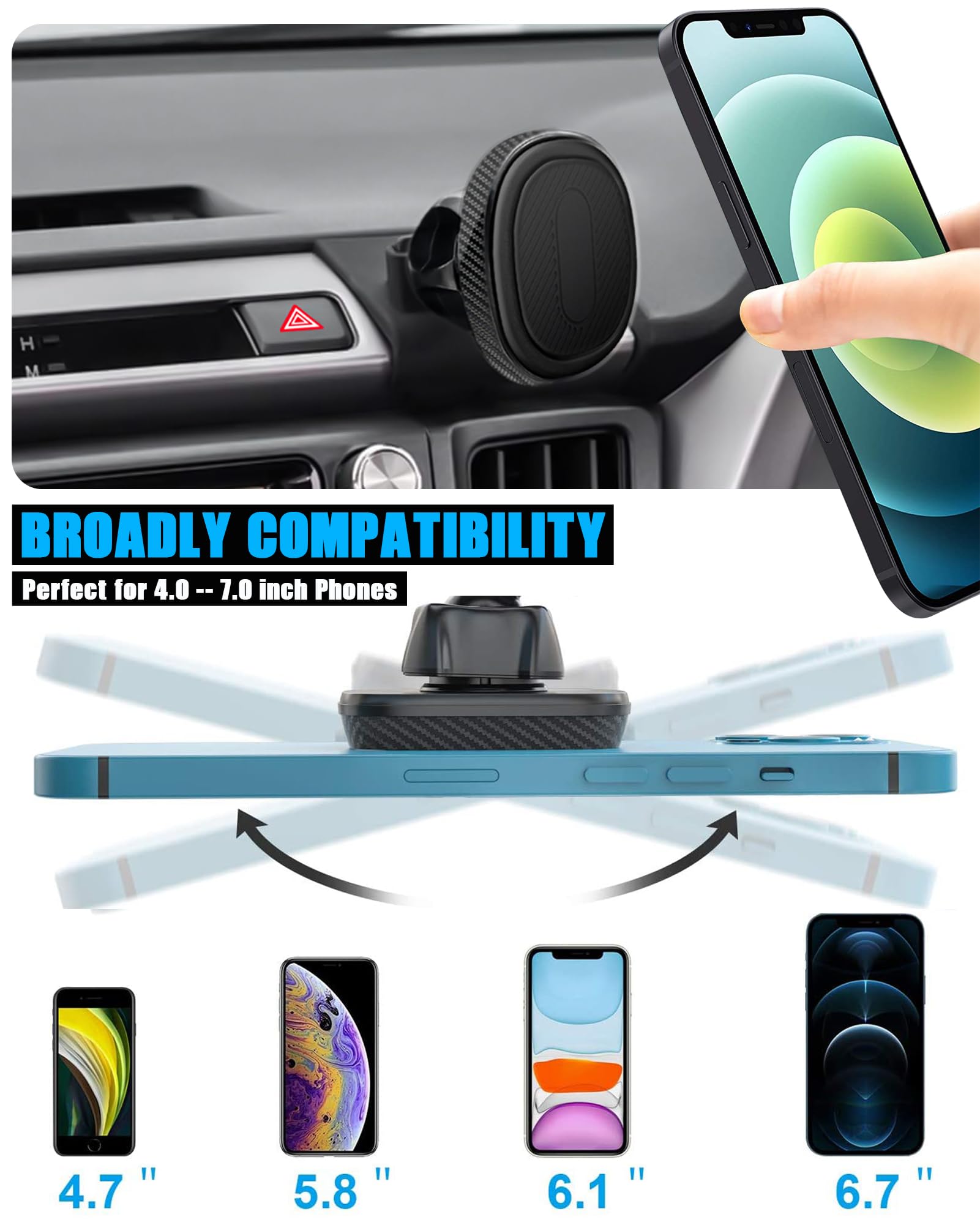 Ve Ve Power Car Phone Holder, Air Vent Hands  Adjustable Phone Stand, Auto Cradles Dashboard Mount For Toyota Rav4 2013-2018, Custom Magnetic Navigation Bracket For All Smartphone, For Iphone