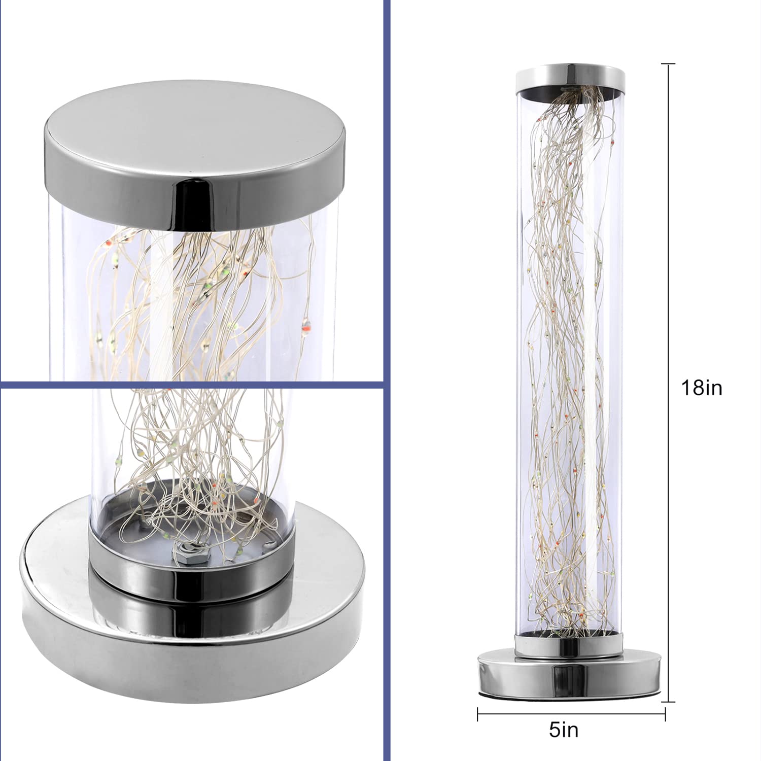 Lkua Minimalist Modern Fairy String Table Lamp, Cylindrical Lamp, Night Lamp, Bedroom (Colorful)
