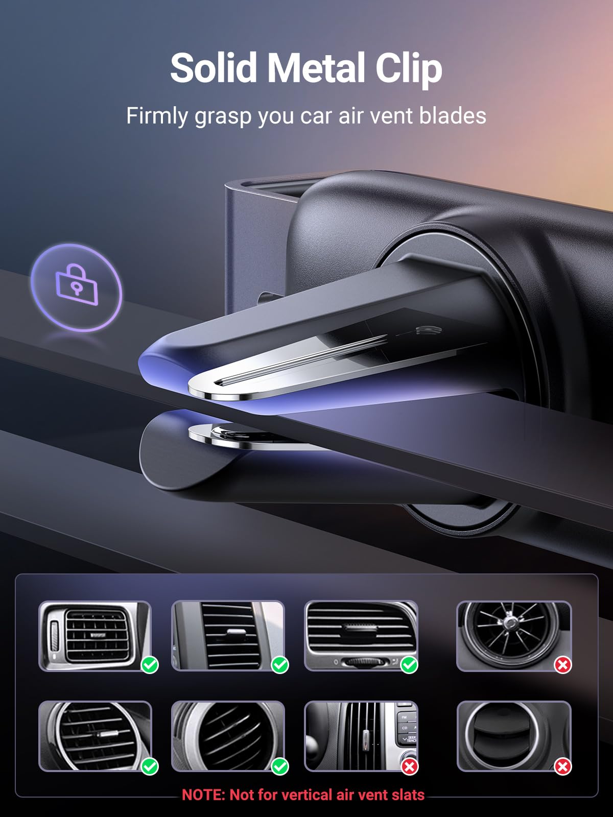 Ugreen Car Vent Phone Mount Air Vent Clip Phone Holder Car Mount Mini Size Compatible With Iphone 16 15 14 13 12 Pro Max Mini Plus, Iphone 11 Se Xs Xr 8 7 6 6S Smartphone