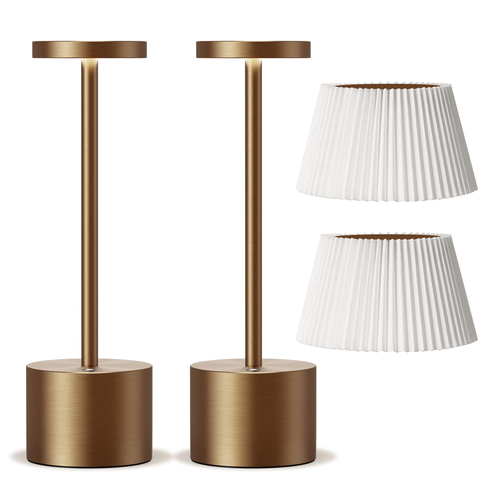 Yiben Led Cordless Table Lamp Set Of 2, Rechargeable Portable Powered Led Battery Light 6000Mah Metal Usb Desk Lamp, For Restaurants Outdoor (2Pack Titanium)