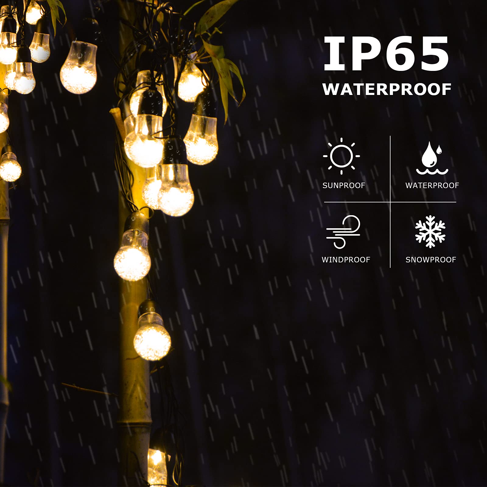 Kikasam Gazebo Solar String Lights, 23Ft Solar Decorative Lights With 8 Lighting Modes, Waterproof Solar Patio String Lights Yard Lights Solar Powered For Indoor Outdoor Porch Christmas Decor