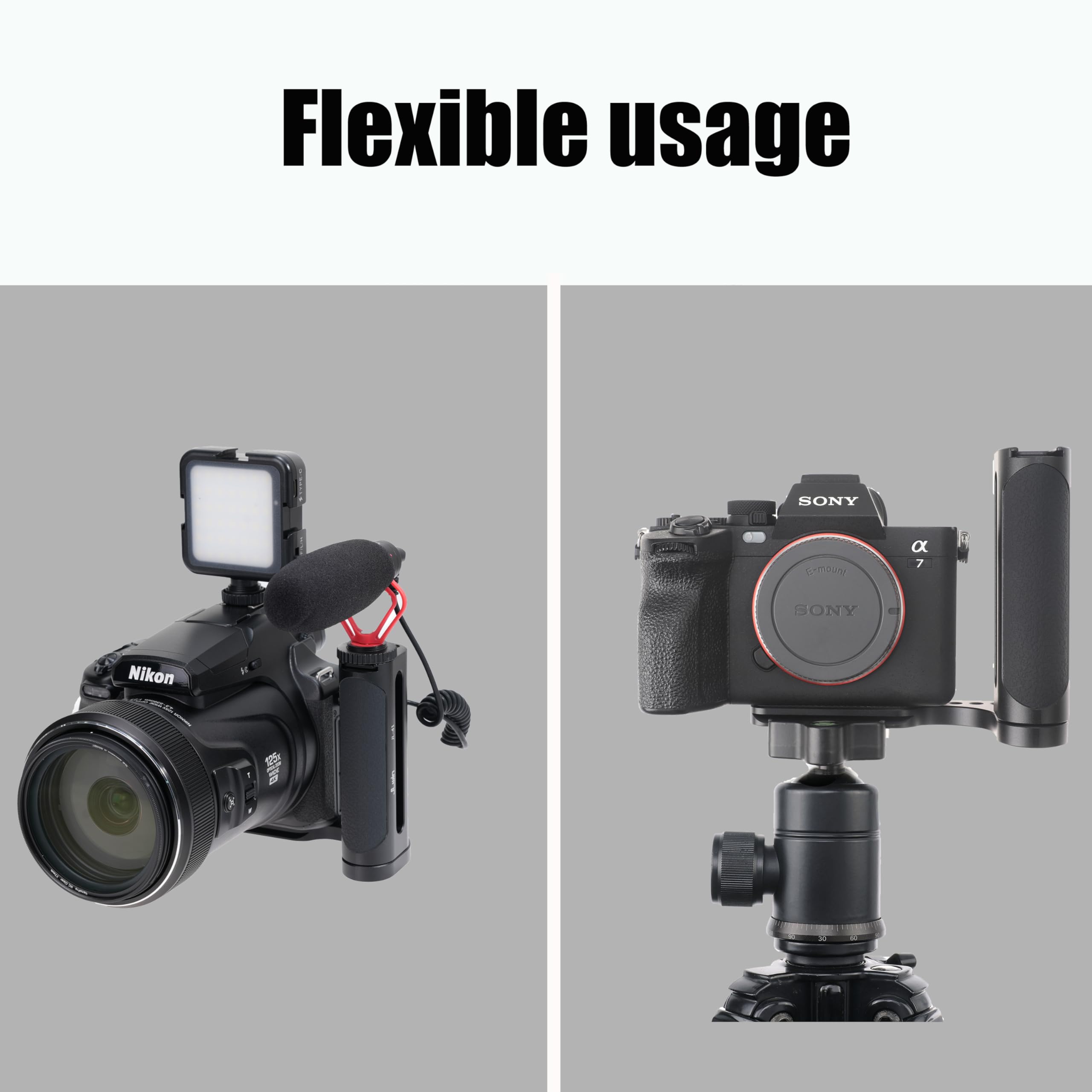 Fotga Universal Left-Hand Side Handle Grip Holder Video Stabilizer With Arca Swiss Base Plate For Canon/Nikon/Sony/Panasonic Dslr Mirrorless Camera,Cold Shoe 1/4"-20 Holes For Led Light/Microphone